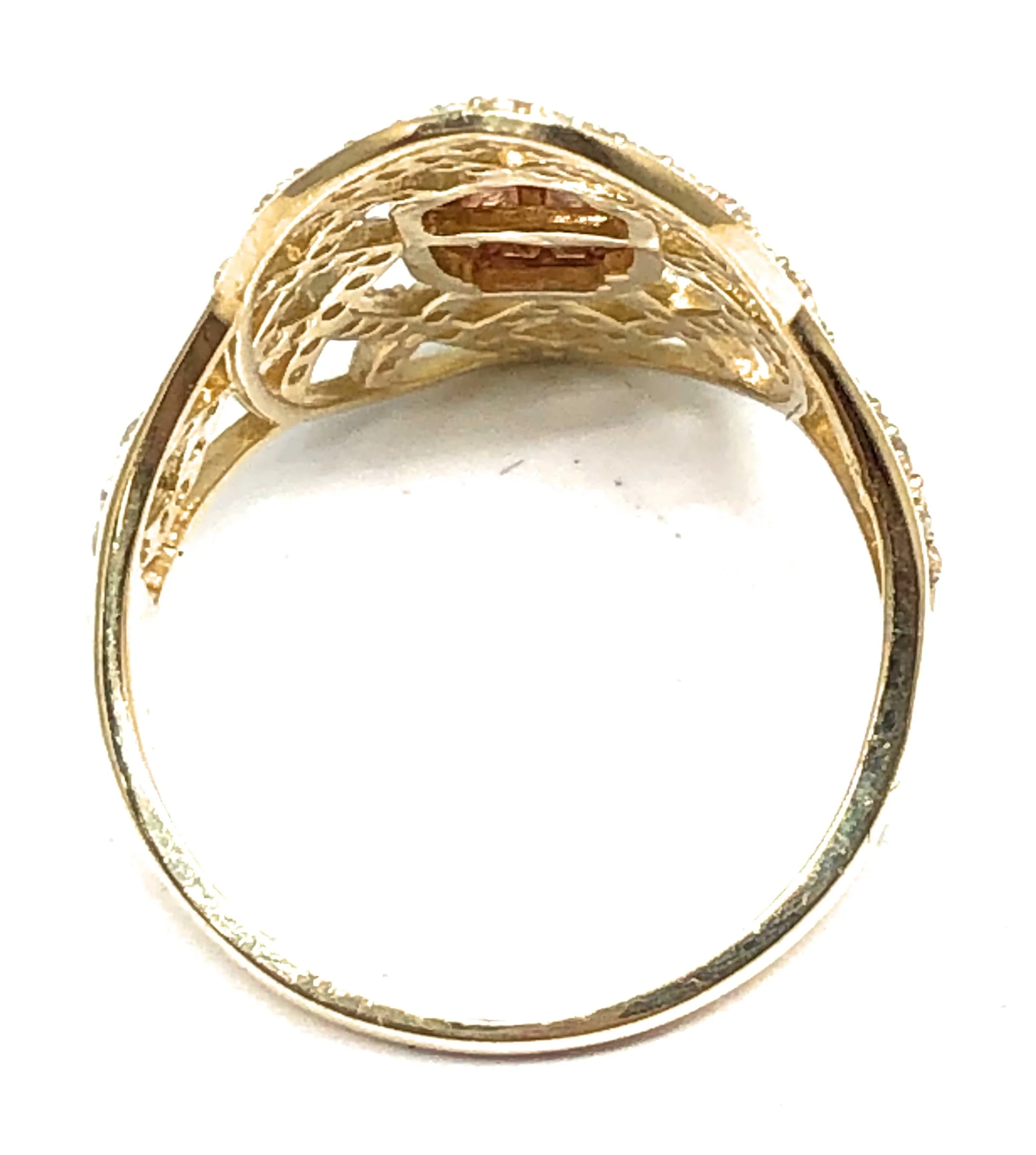 14k Solid Gold Yellow & Rose Gold Virrgin Mary CZ Ring - Image 2