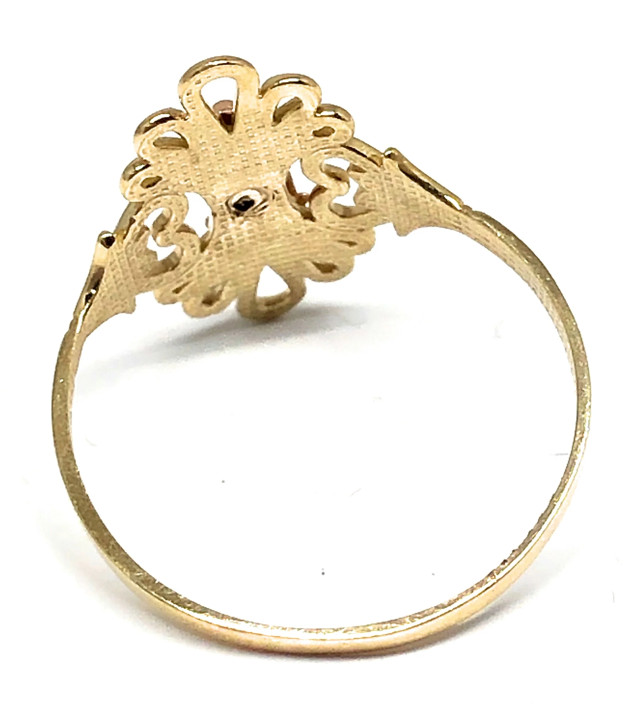14k Solid Gold Yellow & Rose Gold Virrgin Mary Heart Ring - Image 3