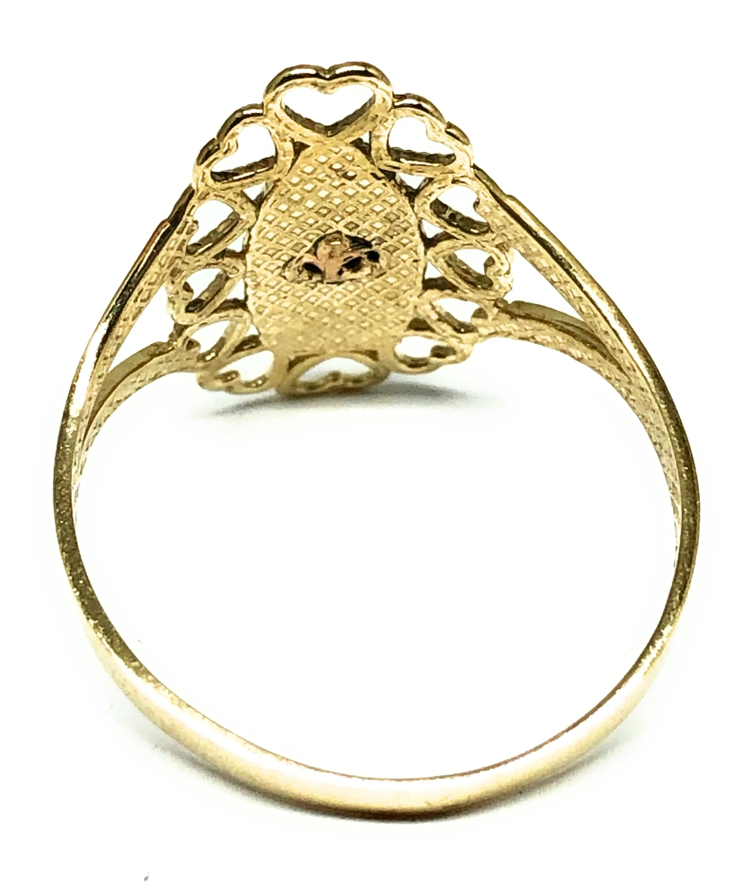 14k Solid Gold Yellow & Rose Gold Virrgin Mary Heart Ring - Image 3