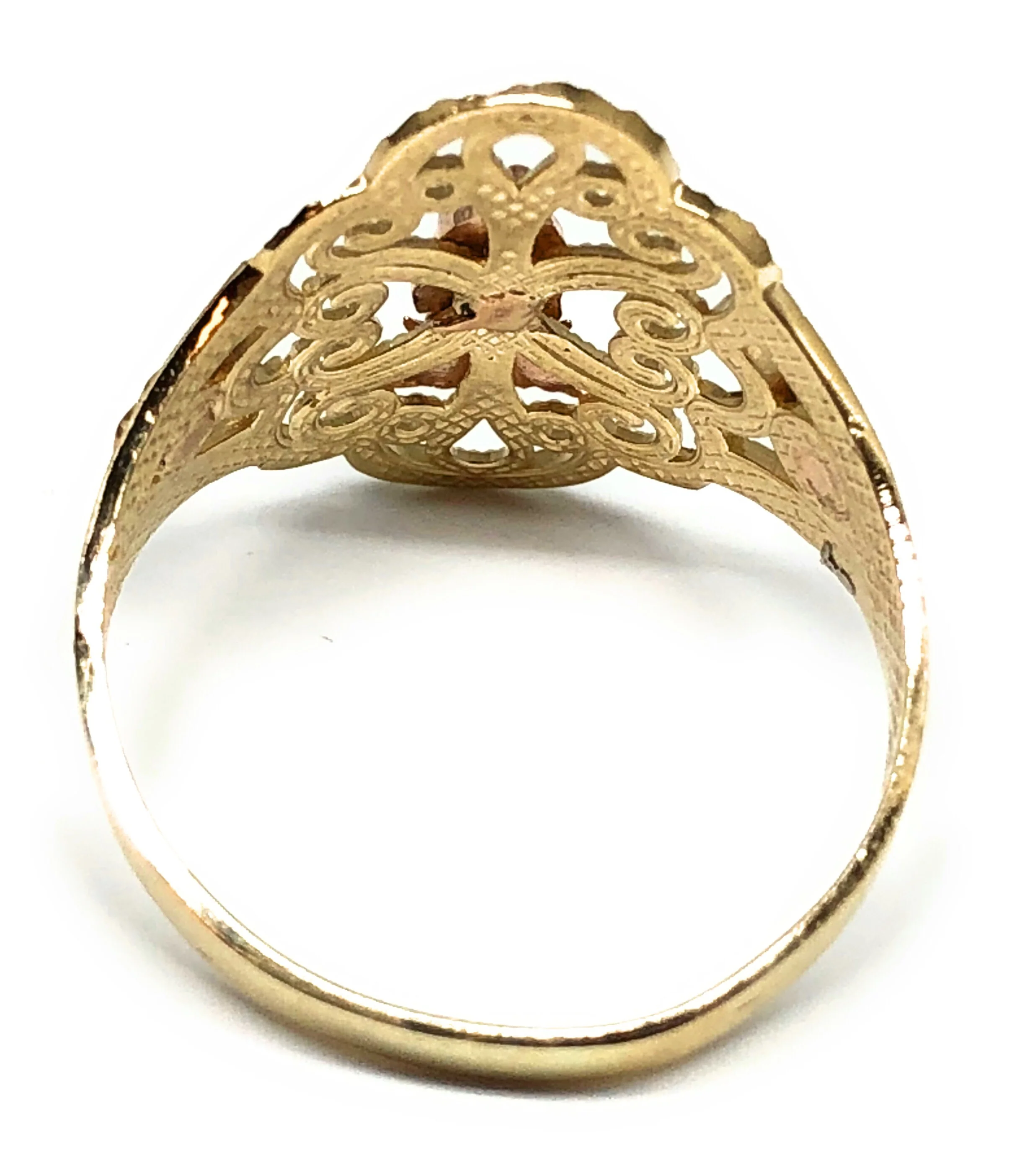14k Solid Gold Yellow & Rose Virrgin Mary Filigran Flower Ring - Image 3