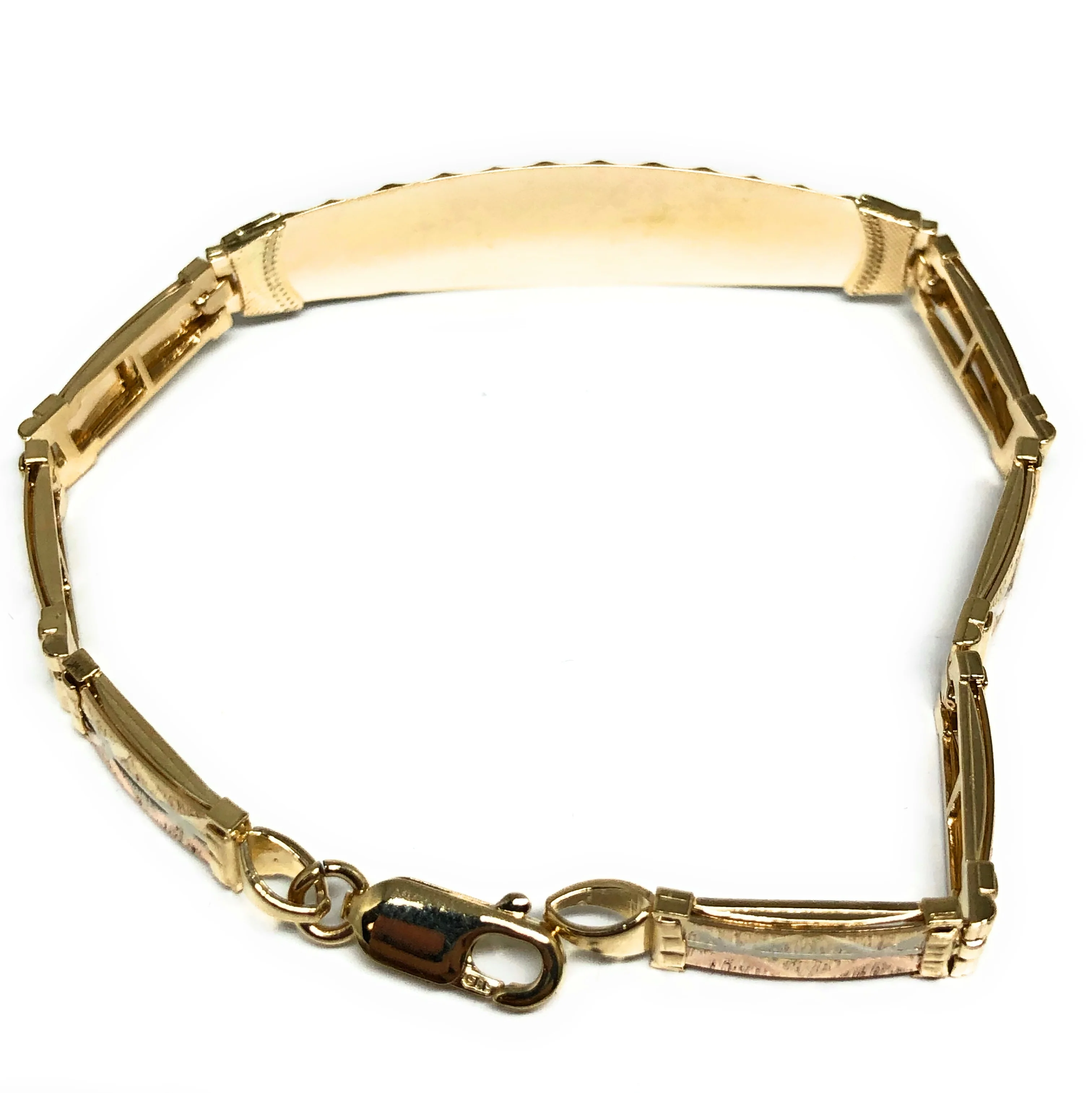 14k Solid Gold Yellow & Rose Virrgin Mary ID Brracelet 7.2 inch Virrgen Guadalupe (Free engraving) - Image 4