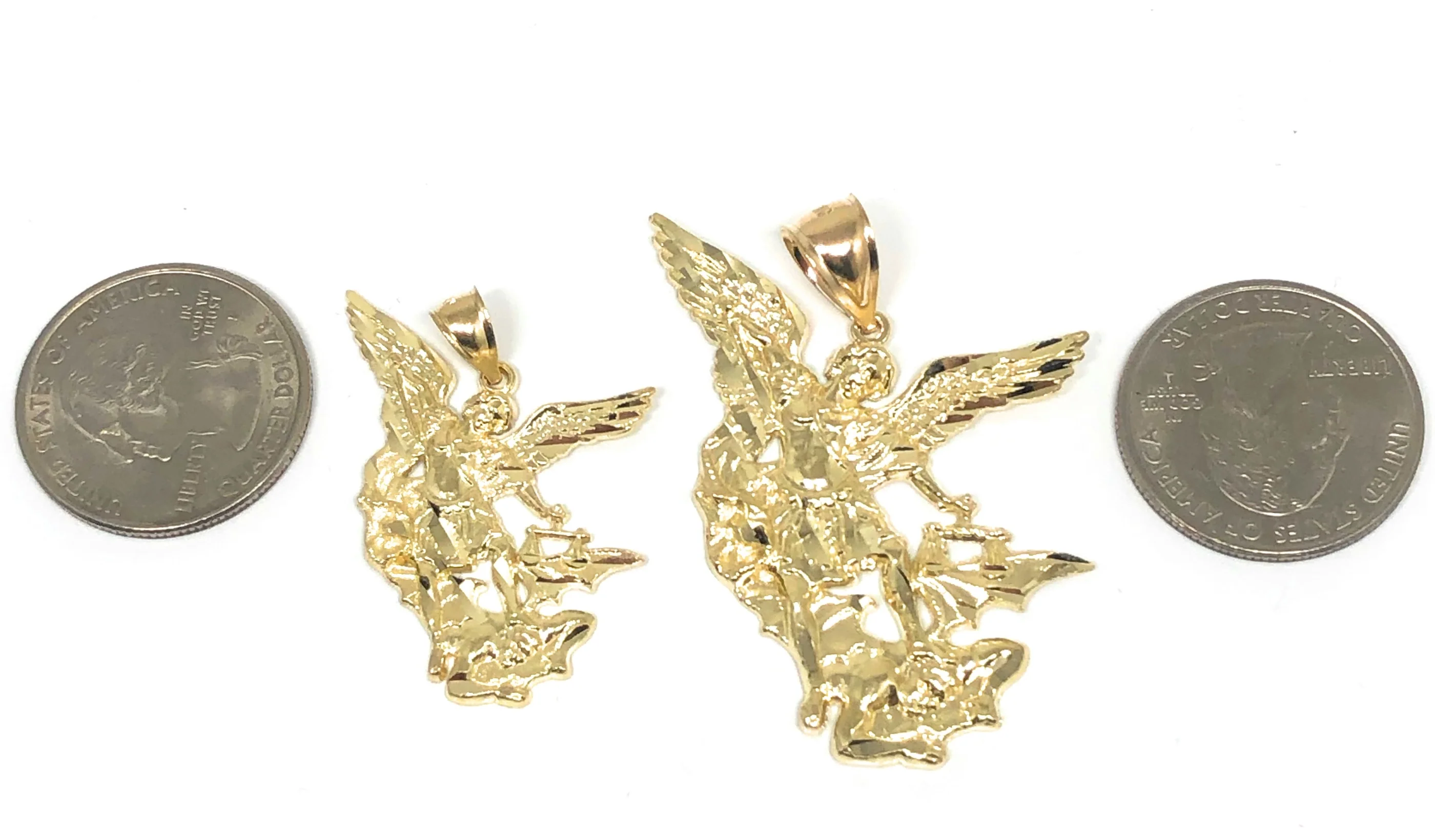 14k Solid Gold Yellow St. Michael Archangel Pendant Necklace (LG,MED,SM) - Image 3