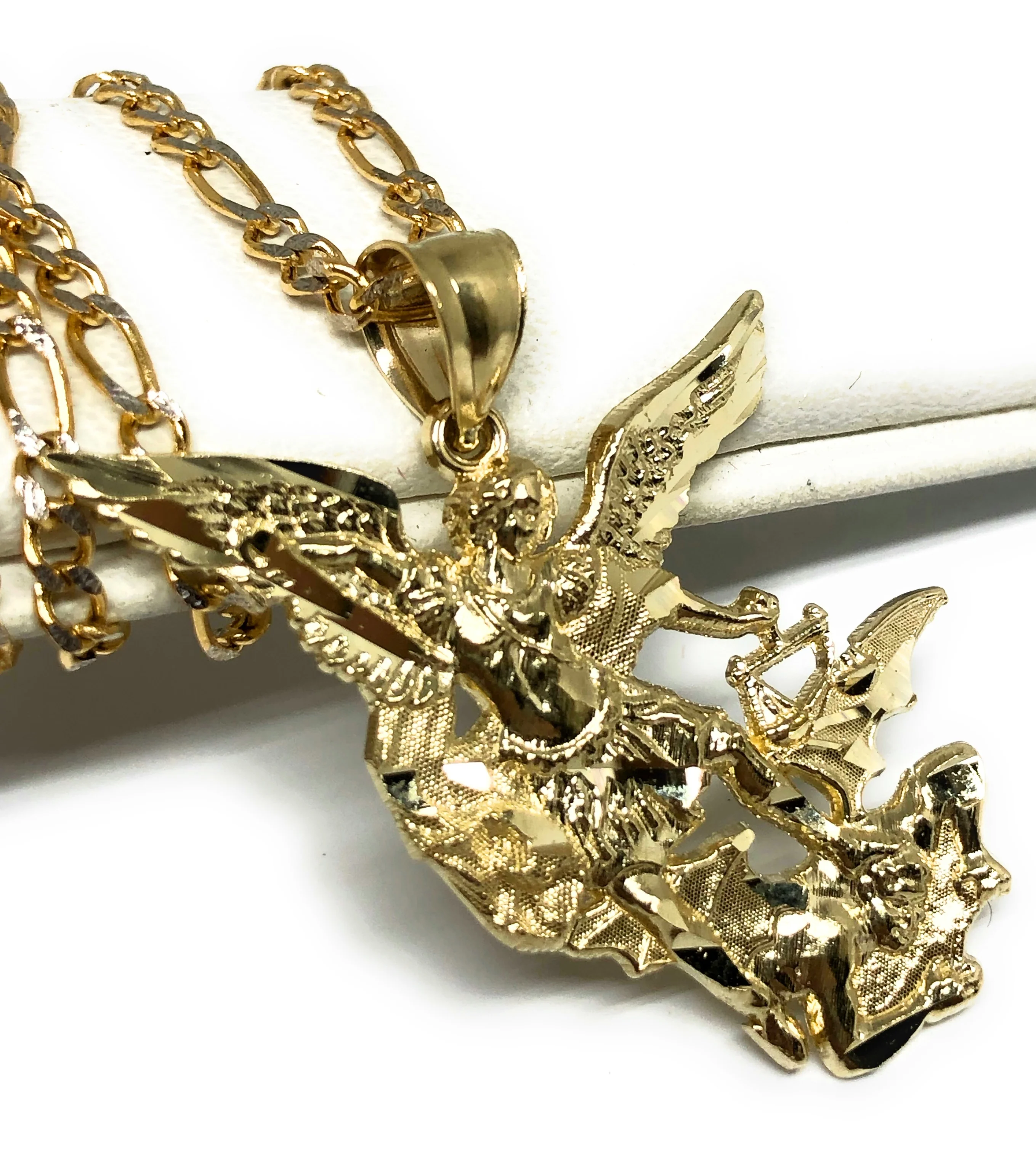 14k Solid Gold Yellow St. Michael Archangel Pendant Necklace (LG,MED,SM) - Image 5