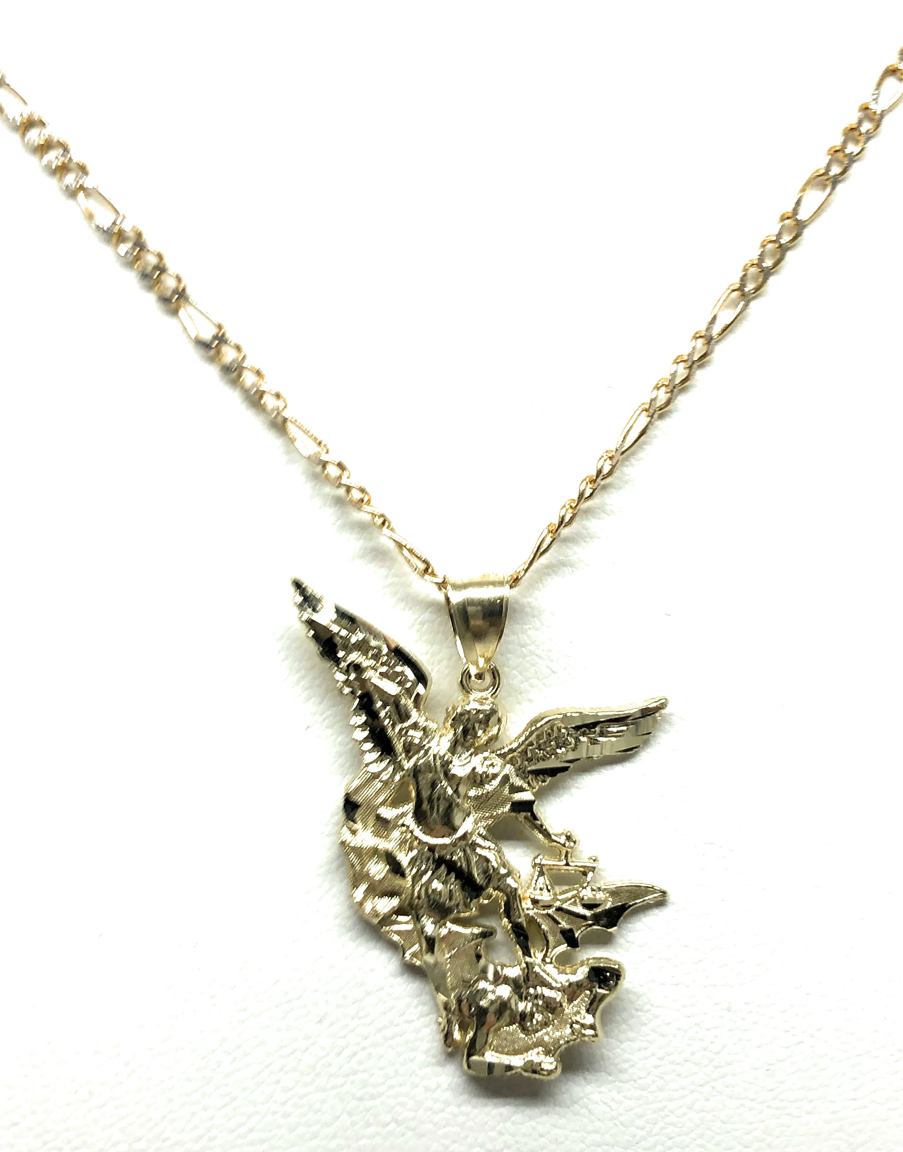 14k Solid Gold Yellow St. Michael Archangel Pendant Necklace (LG,MED,SM) - Image 6