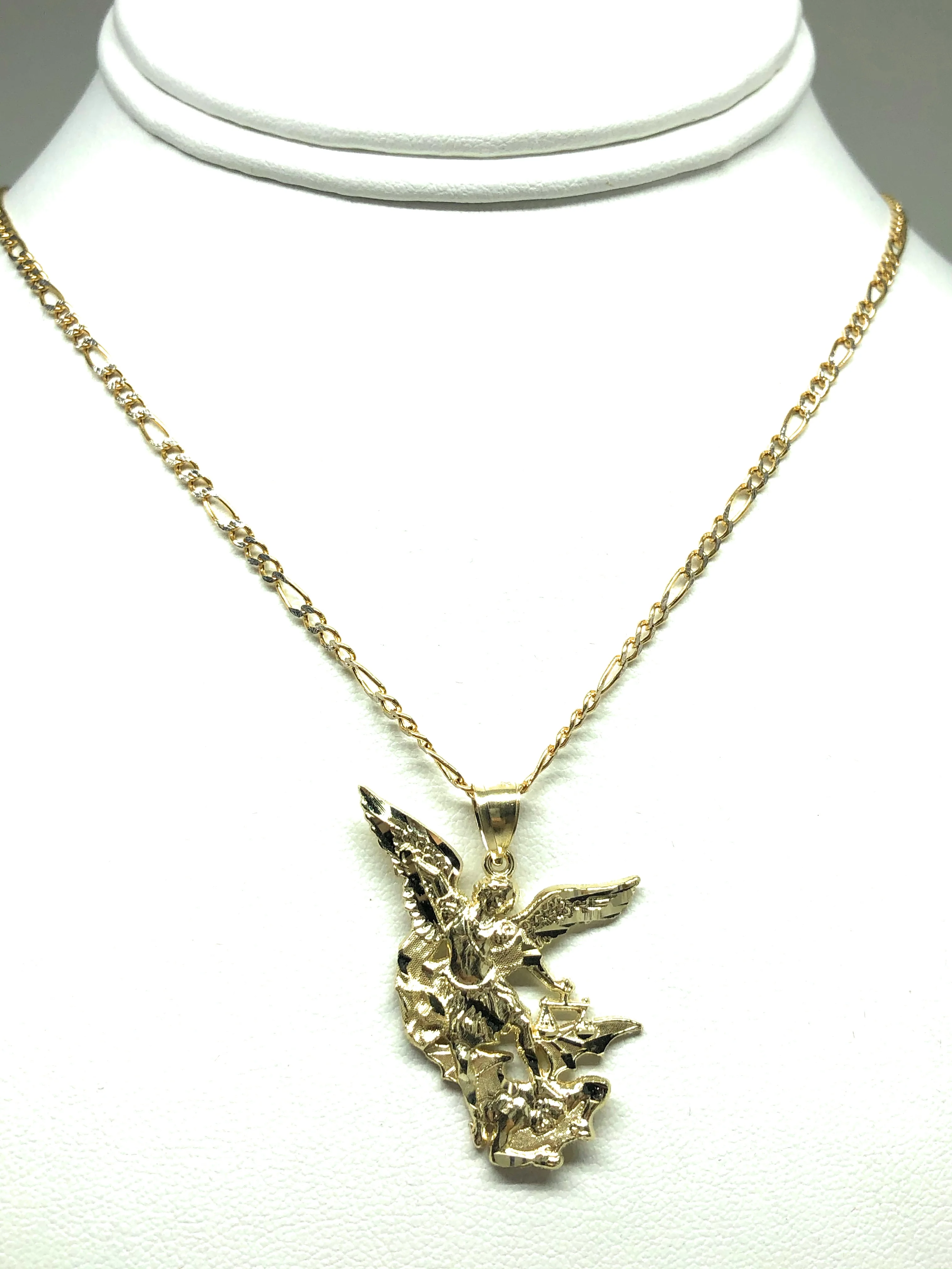 14k Solid Gold Yellow St. Michael Archangel Pendant Necklace (LG,MED,SM) - Image 7