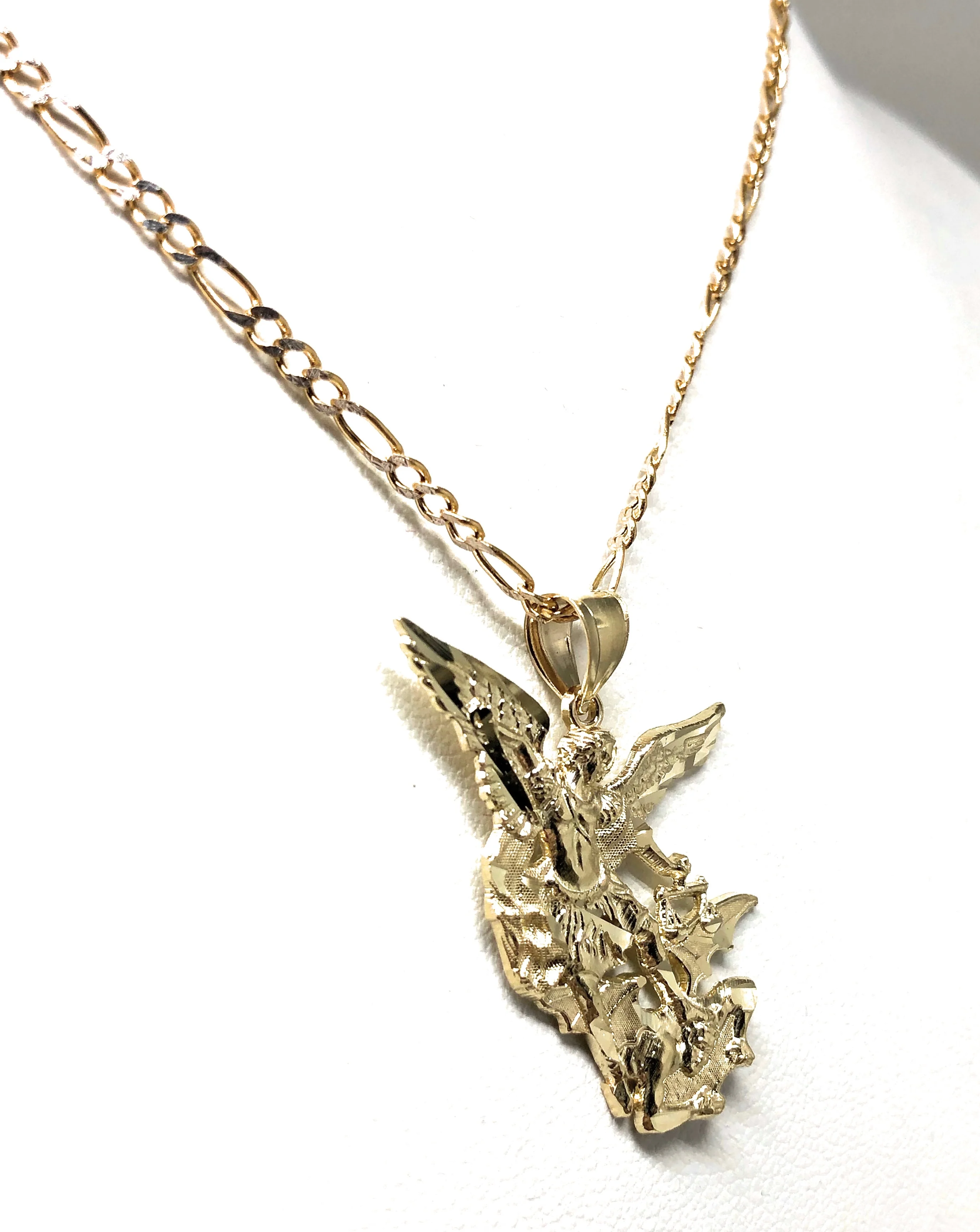 14k Solid Gold Yellow St. Michael Archangel Pendant Necklace (LG,MED,SM) - Image 8