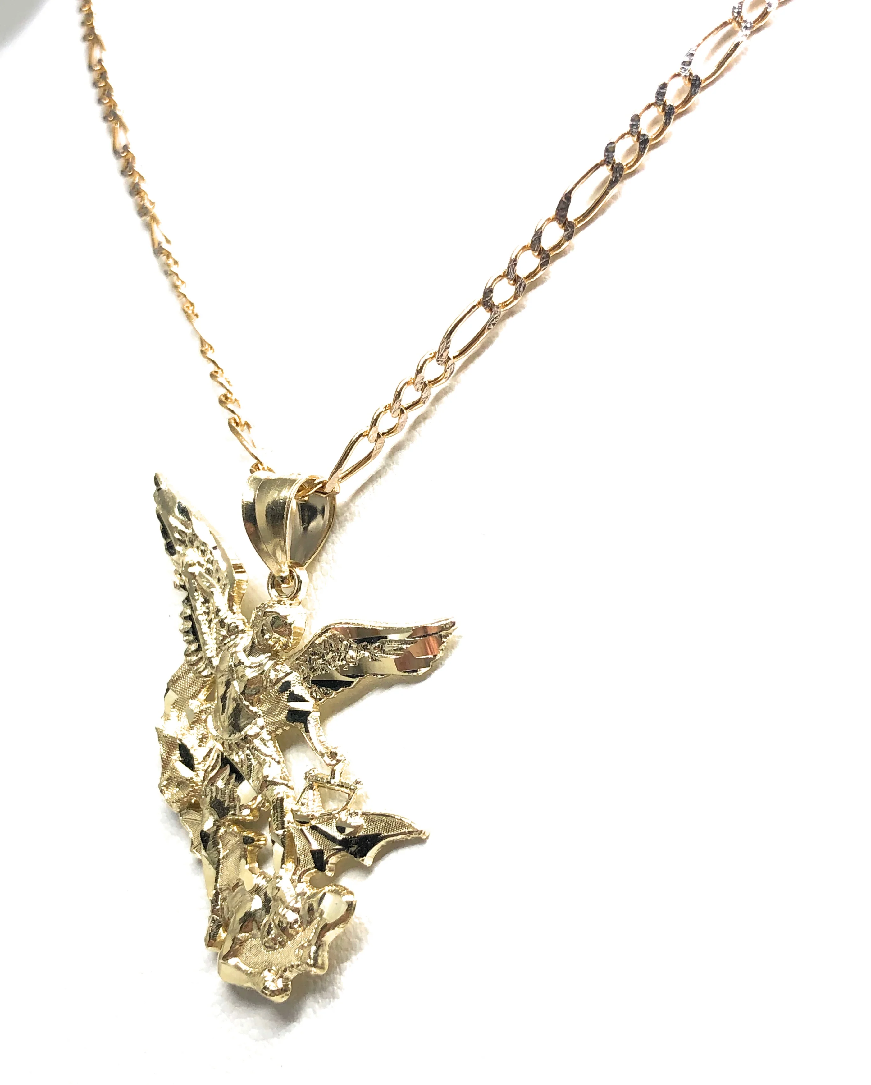 14k Solid Gold Yellow St. Michael Archangel Pendant Necklace (LG,MED,SM) - Image 9