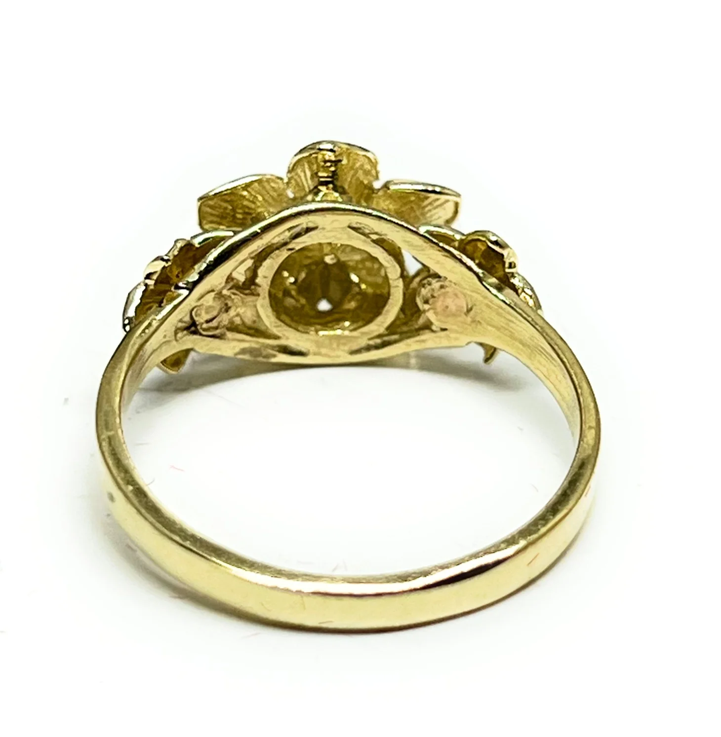 14k Solid Gold Yellow Three PLUMERIA Flower Ring - Image 4
