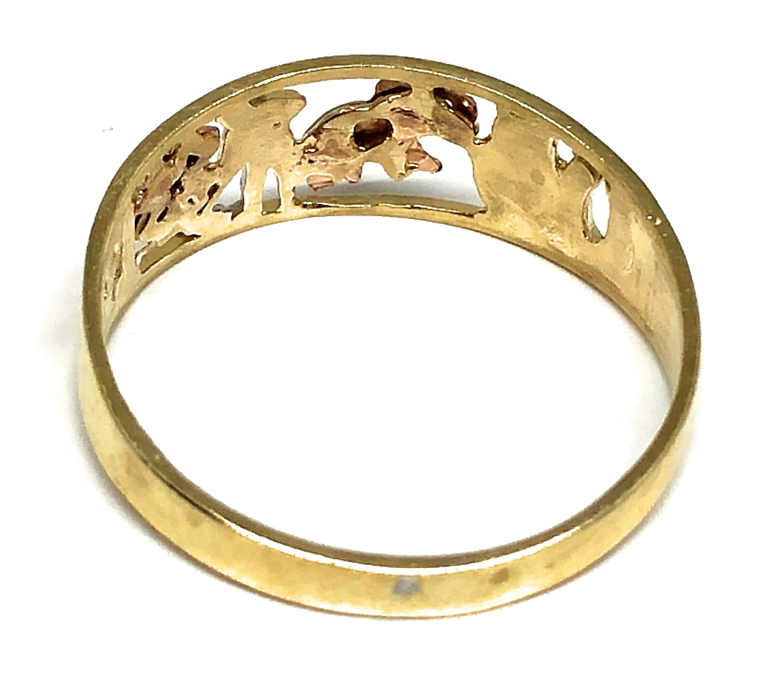 14k Solid Gold Yellow Tri-Color Lucky Symbols Ring Suerte - Image 2