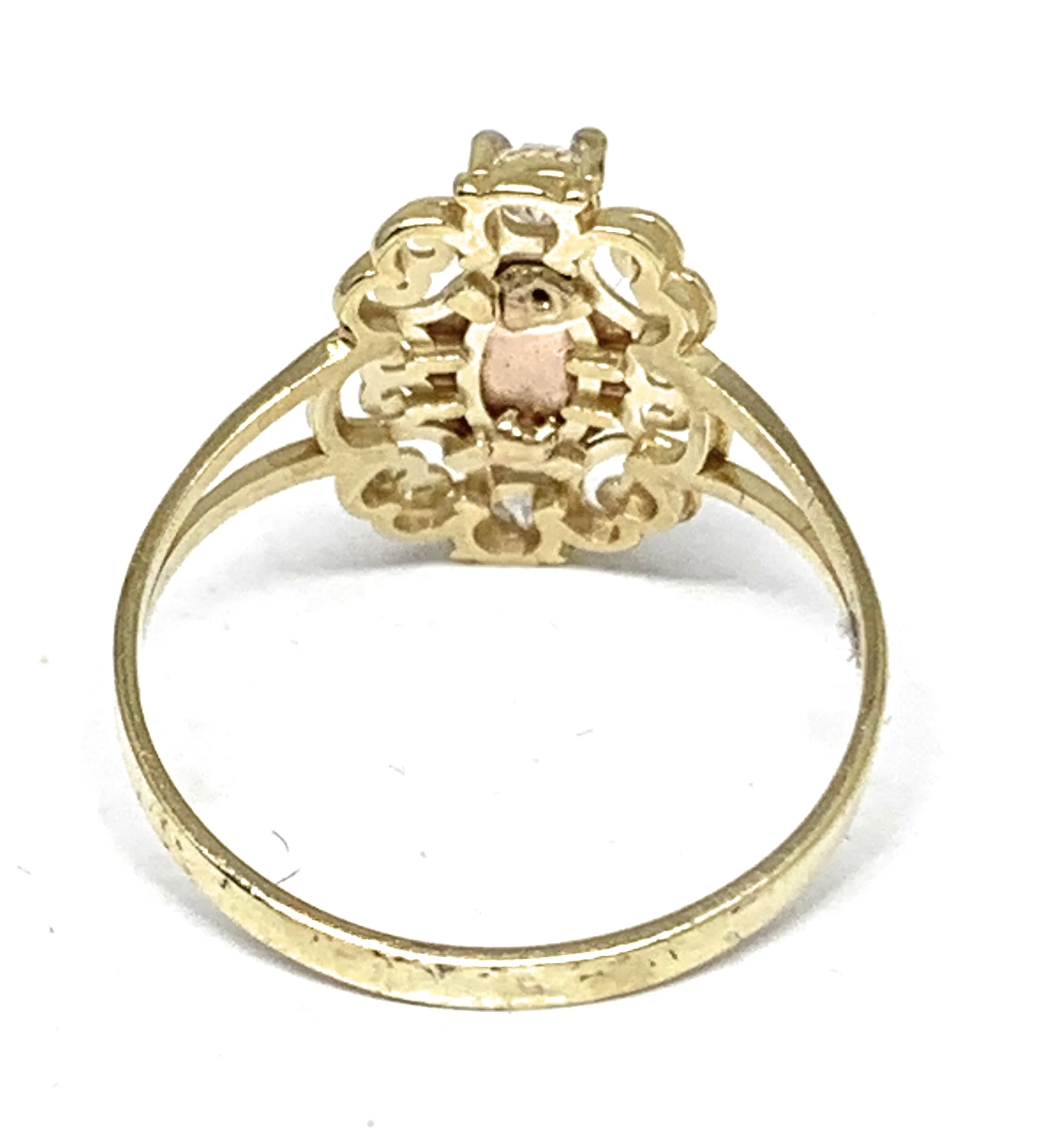 14k Solid Gold Yellow Tri-Color Virrgin Mary CZ Layered Ring - Image 3