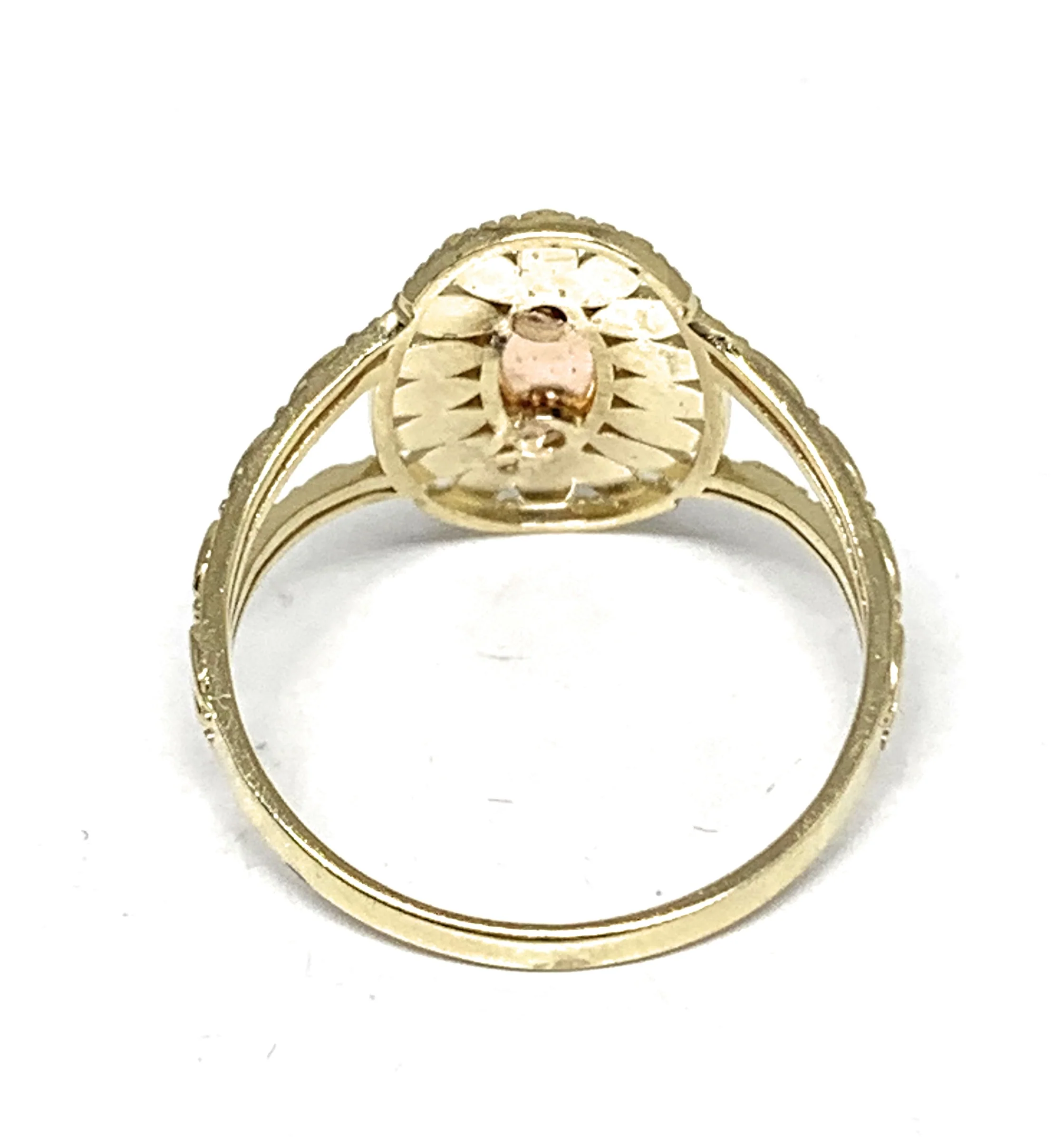 14k Solid Gold Yellow Tri-Color Virrgin Mary Layered Ring - Image 3