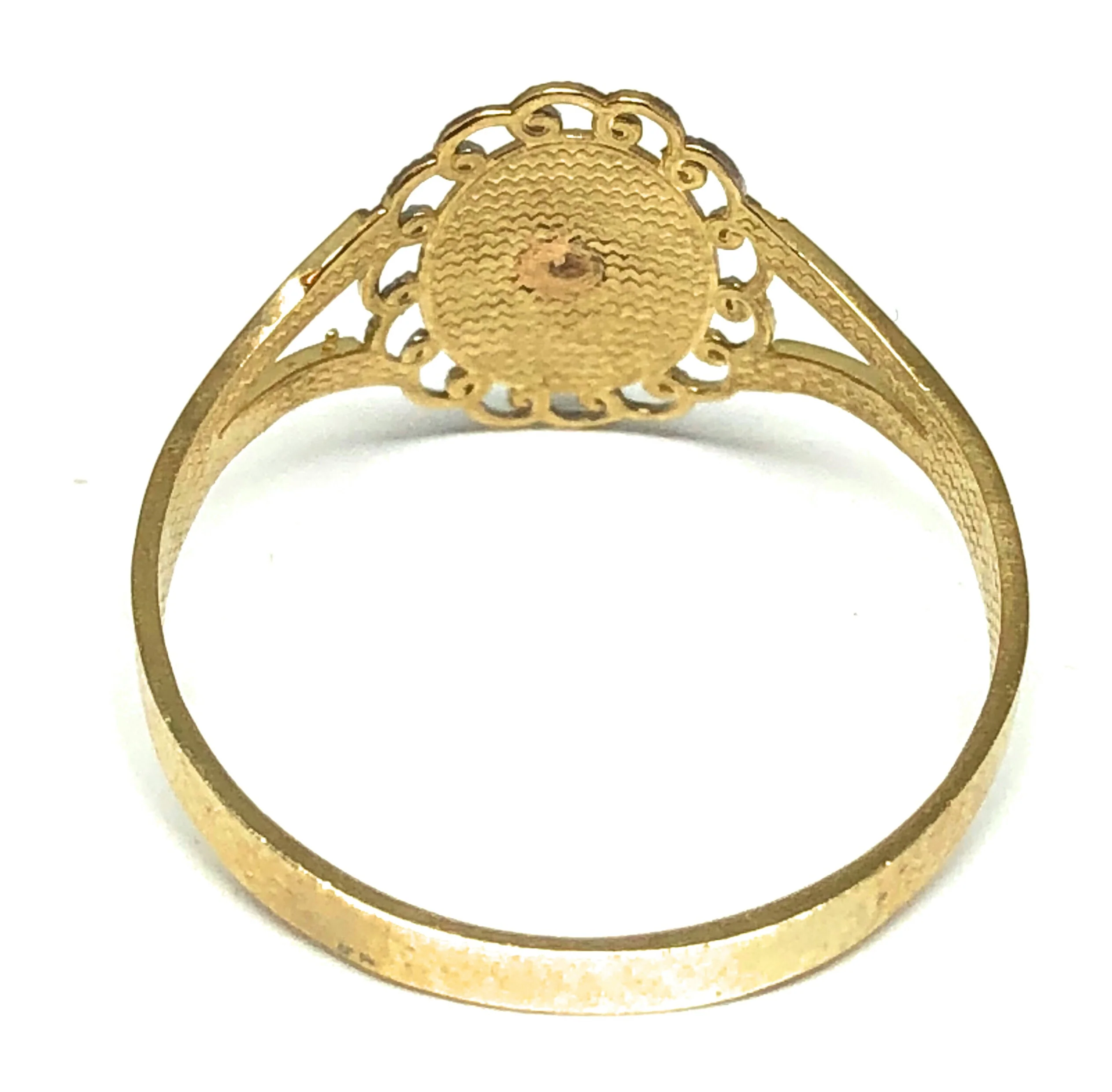 14k Solid Gold Yellow Tri-Color Virrgin Mary Ring - Image 2