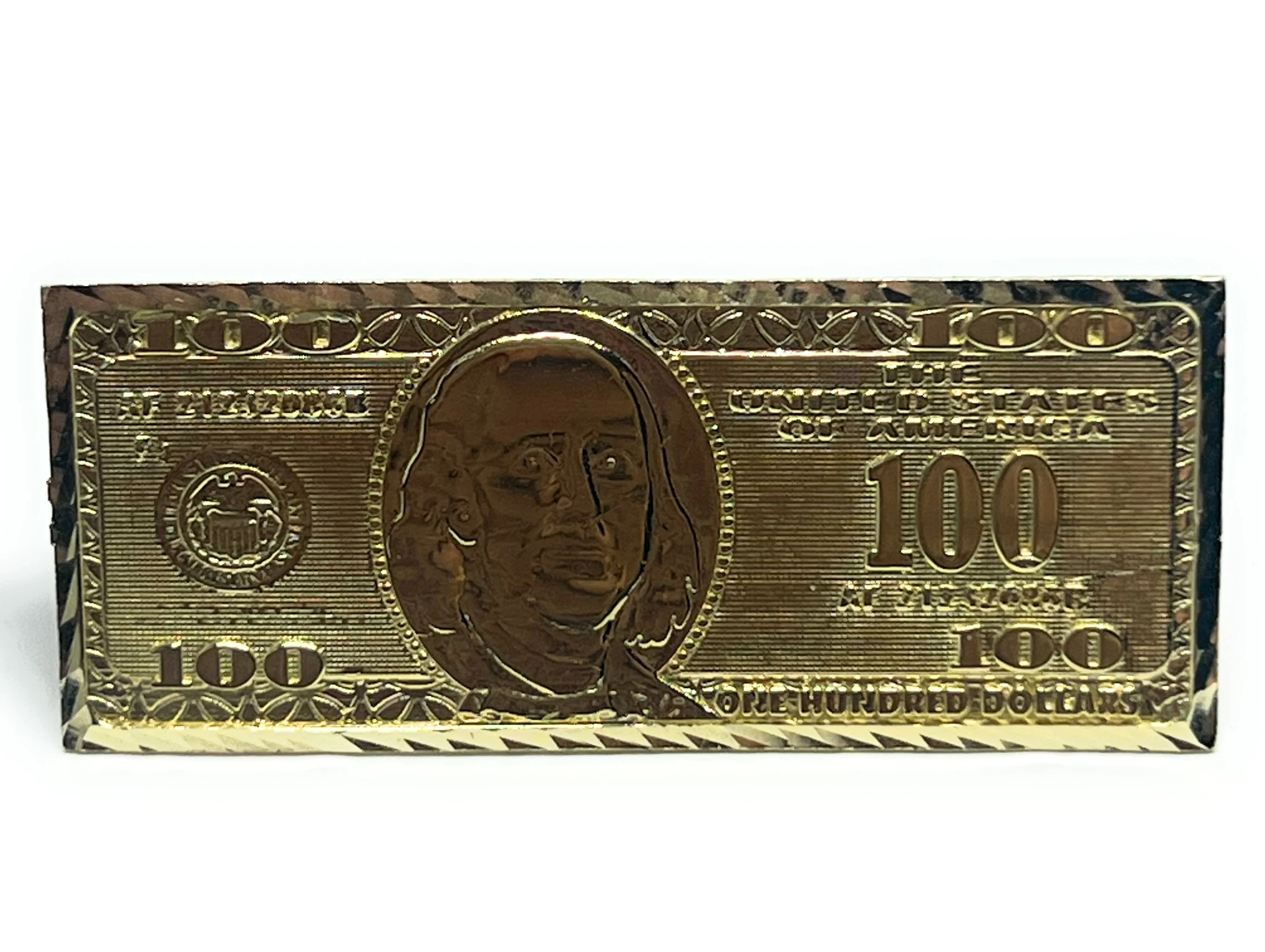 14k Solid Gold Yellow TWO FINGER 100 DOLLAR BENJAMINS Ring (LG, MED) - Image 4