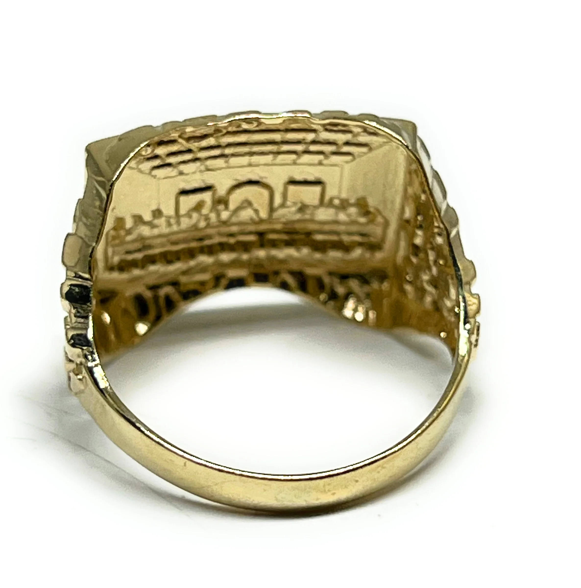 14k SOLID GOLD YELLOW & WHITE GOLD WIDE LAST SUPPER NUGGET RING (4.2g) - Image 3