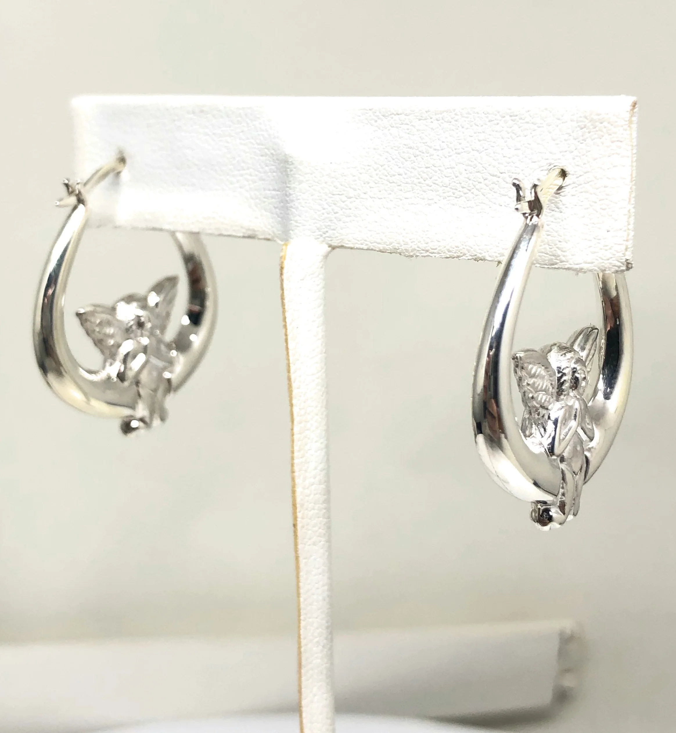 .925 Silver Ángel Hoop Earrings Arracadas - Image 6