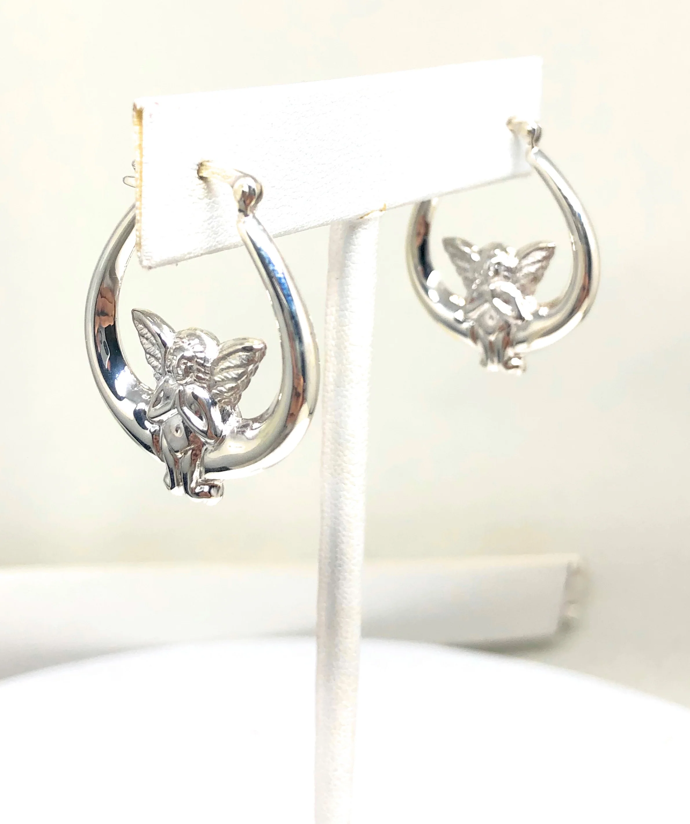 .925 Silver Ángel Hoop Earrings Arracadas - Image 7