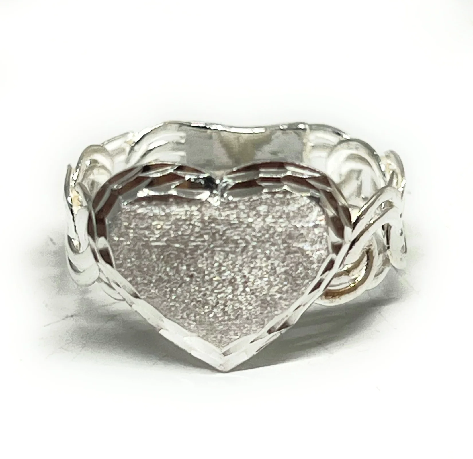 .925 Silver Chino Link Heart Ring