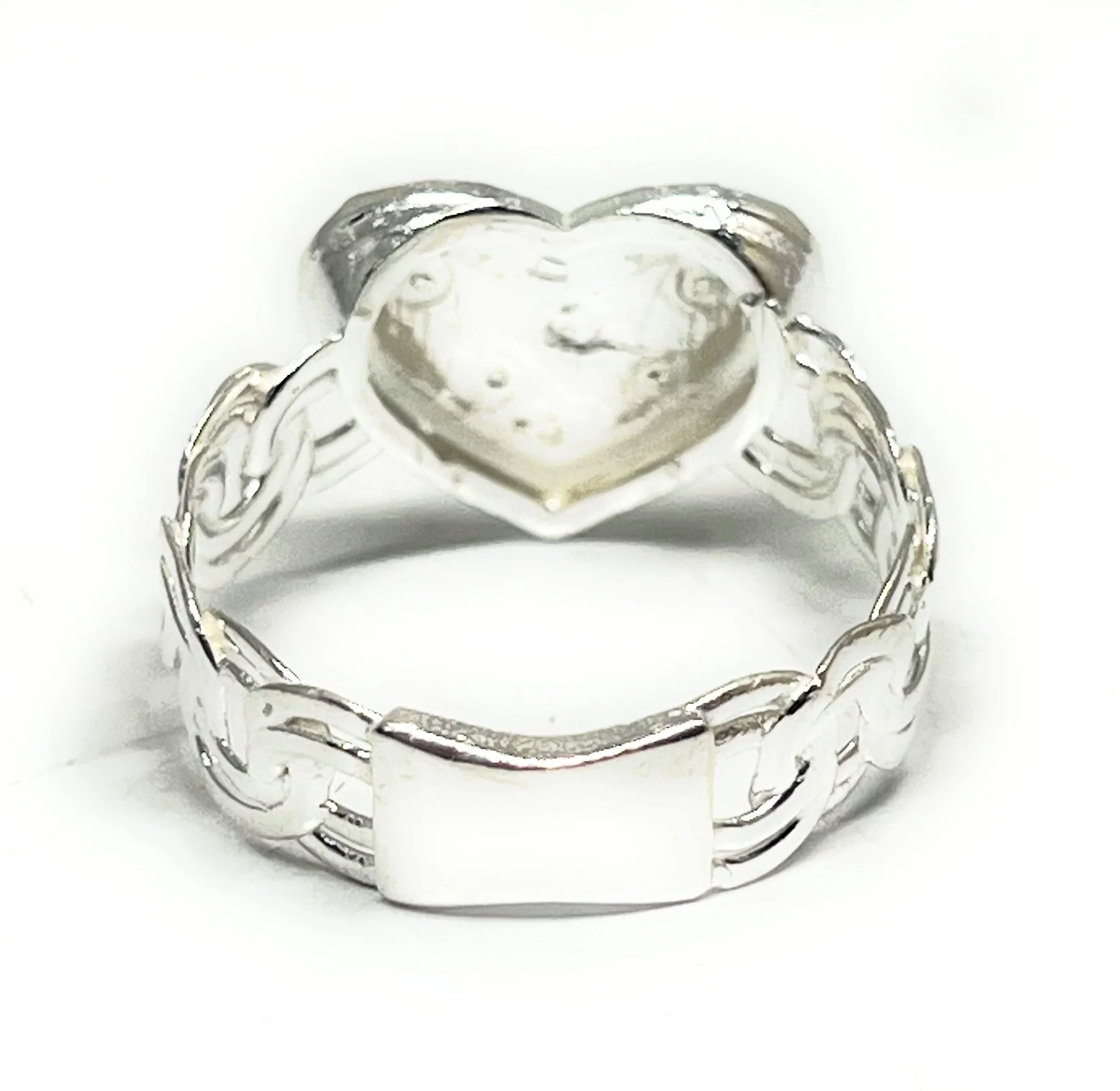 .925 Silver Chino Link Heart Ring - Image 3