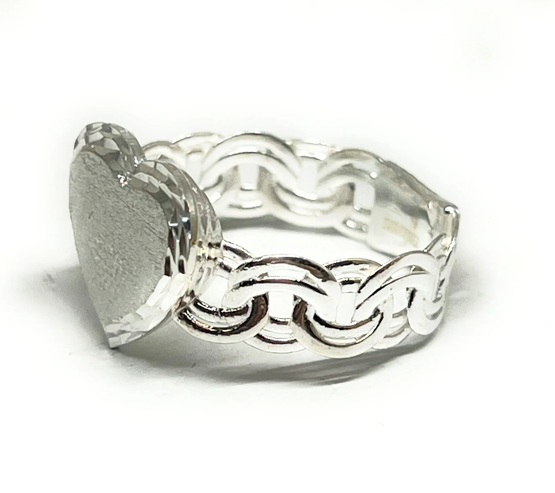.925 Silver Chino Link Heart Ring - Image 4