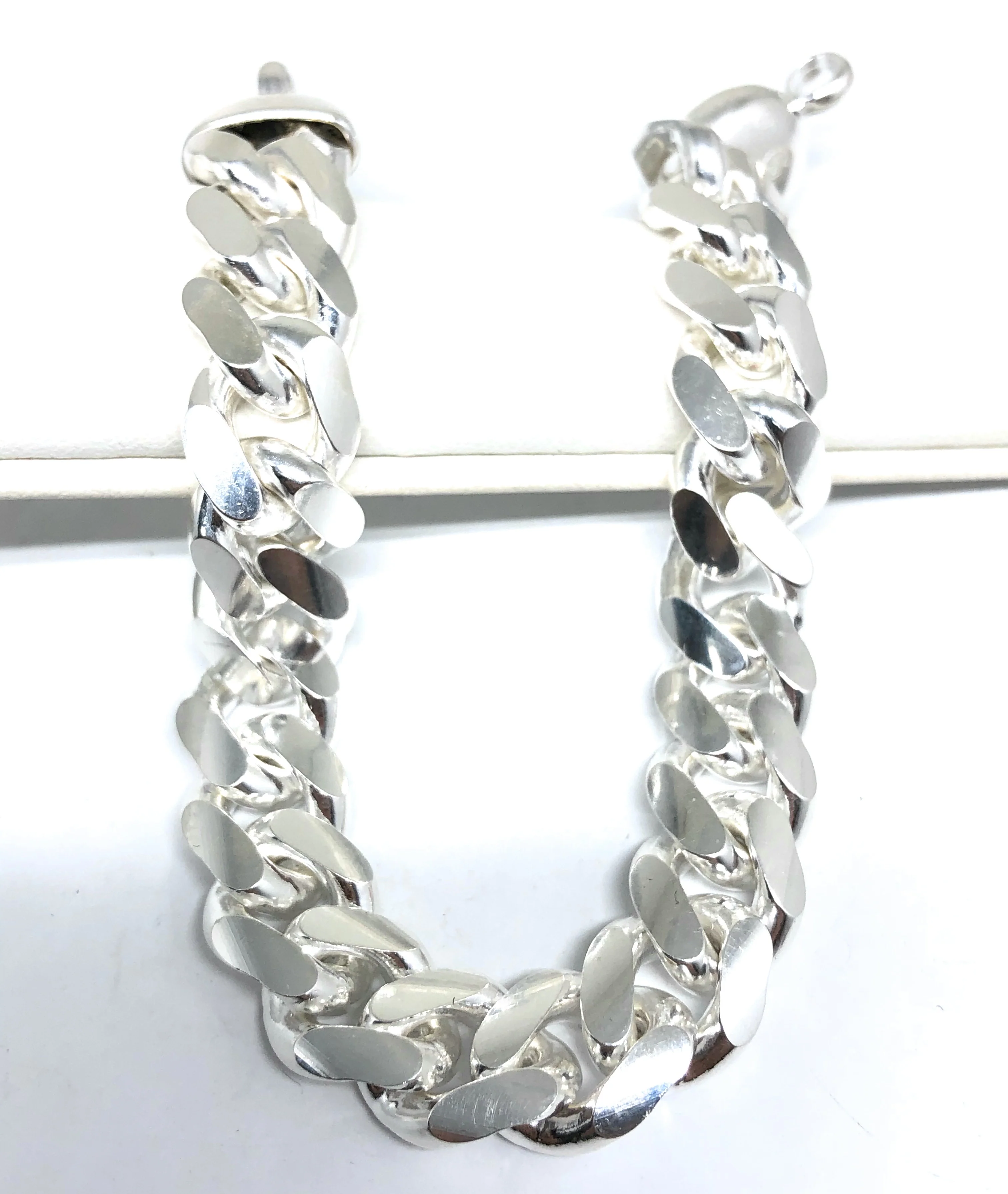.925 Silver Classic Miami Cuban Link 7-9 inch Braccelet 10-12mm