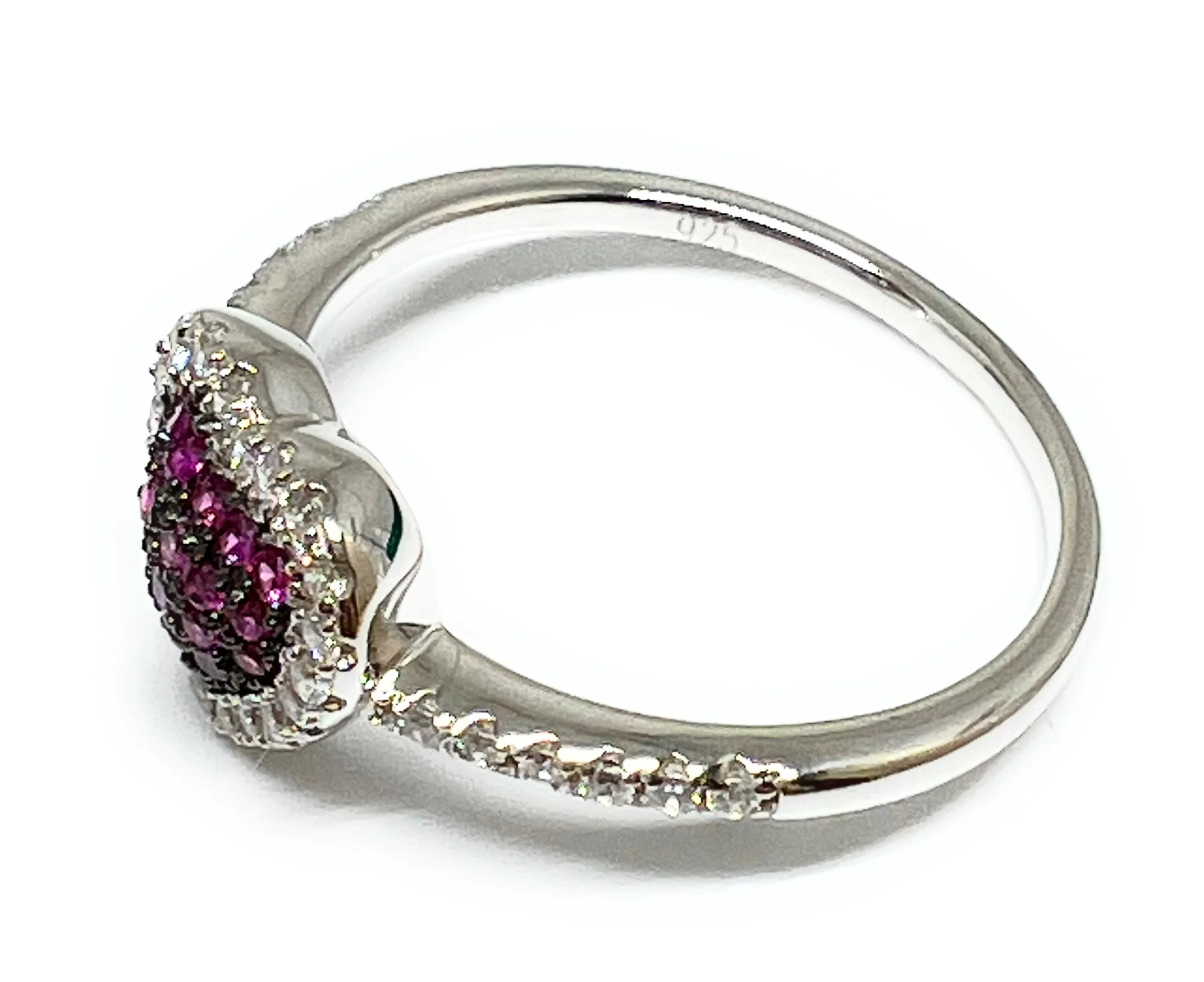 .925 Silver Classic Red Heart CZ Ring - Image 2