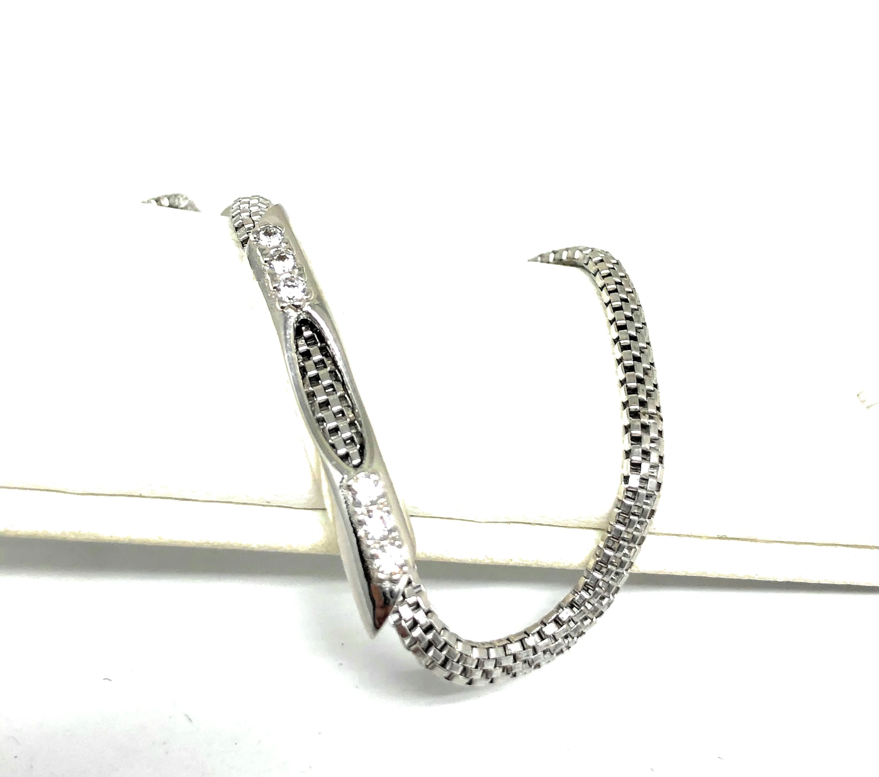 .925 Silver Cubic Zirconia Snake Link Braccelet 8.5 inch - Image 3