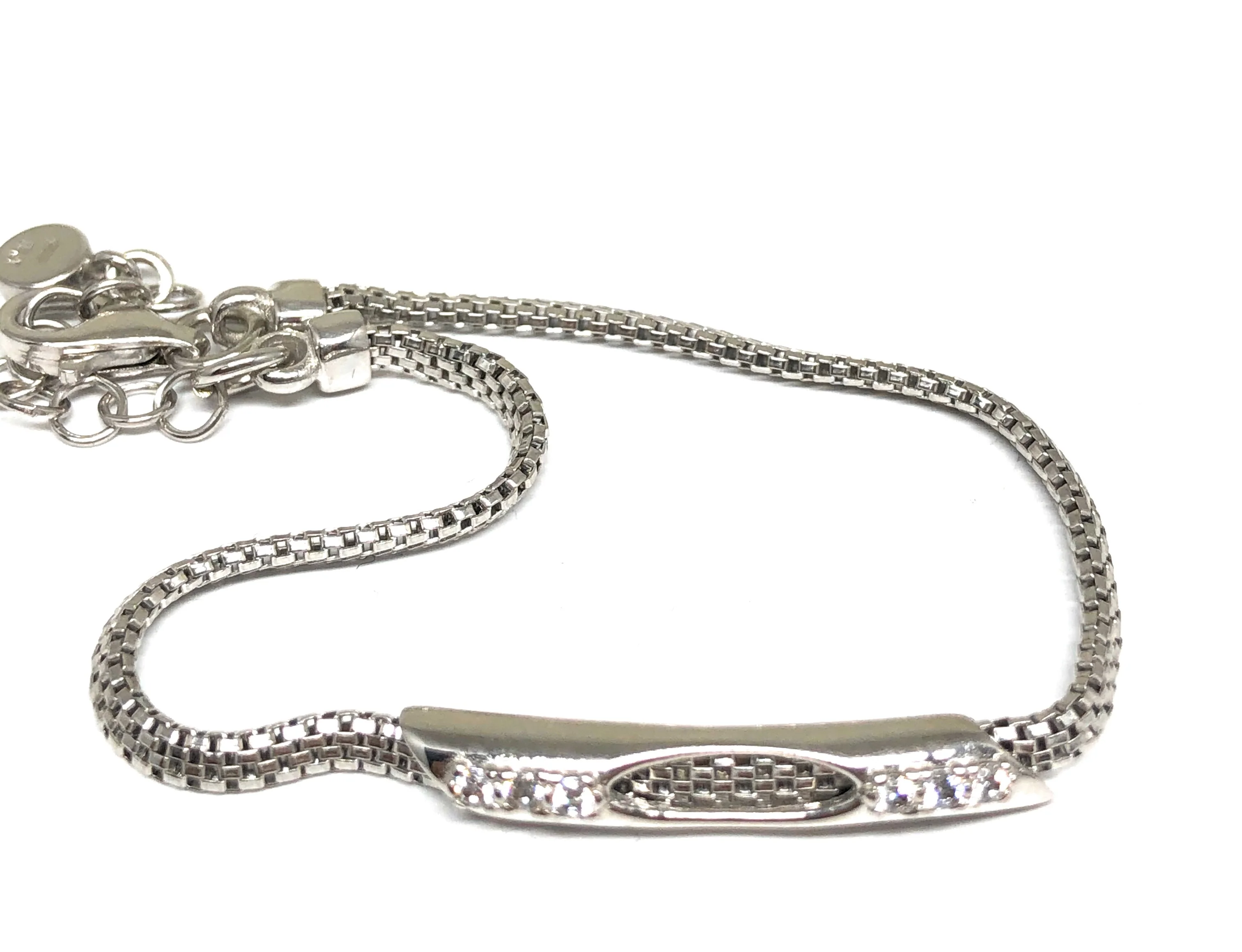 .925 Silver Cubic Zirconia Snake Link Braccelet 8.5 inch - Image 4