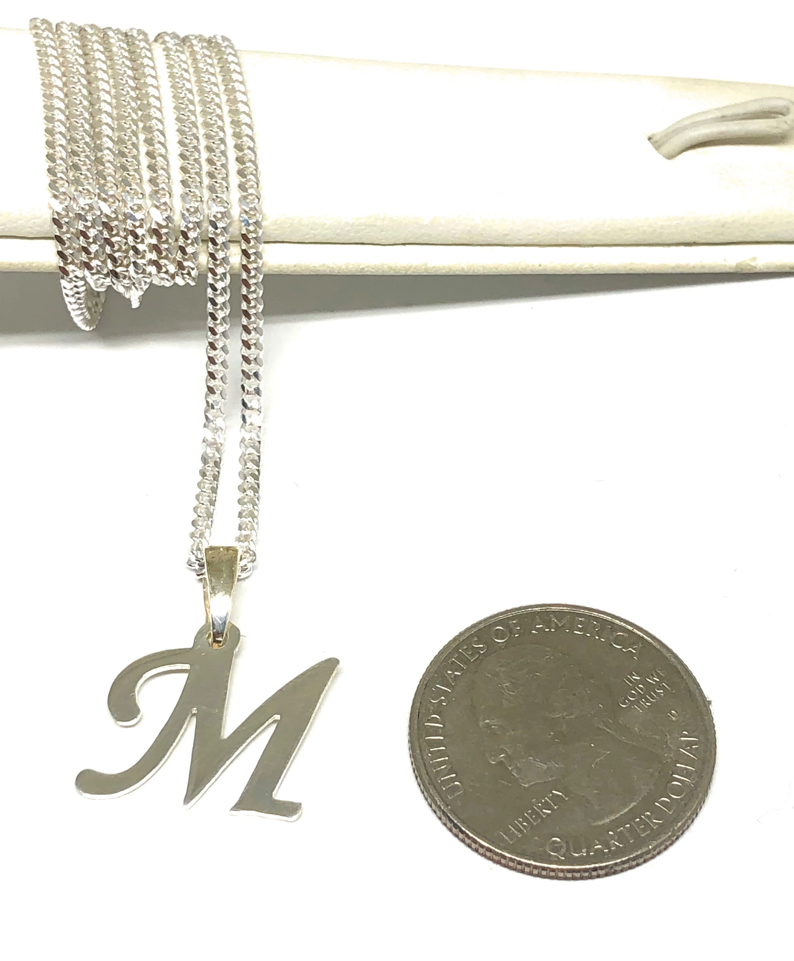 .925 Silver Custom Cursive Initial Pendant Necklace with Chain Options - Image 3