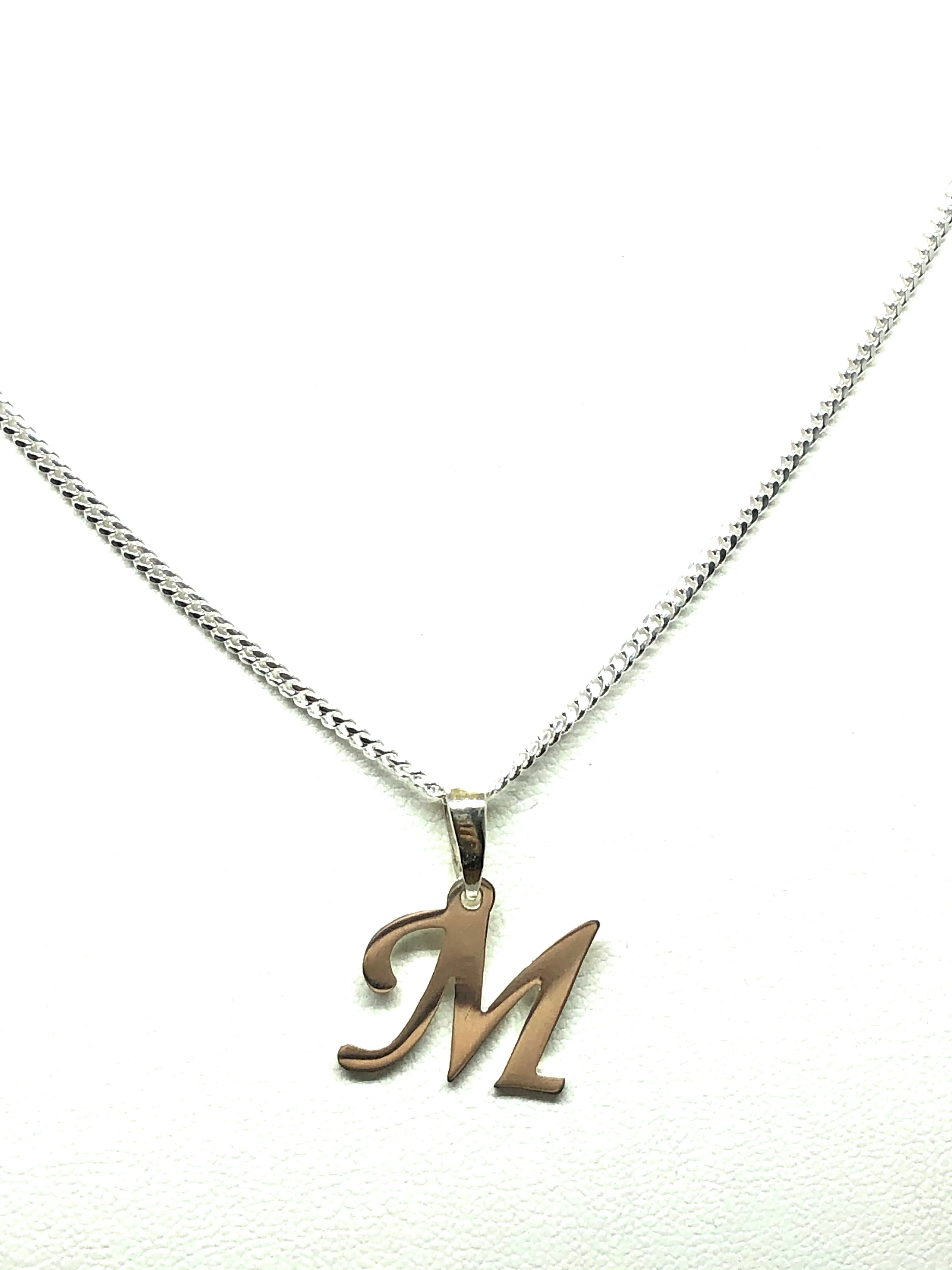 .925 Silver Custom Cursive Initial Pendant Necklace with Chain Options - Image 4