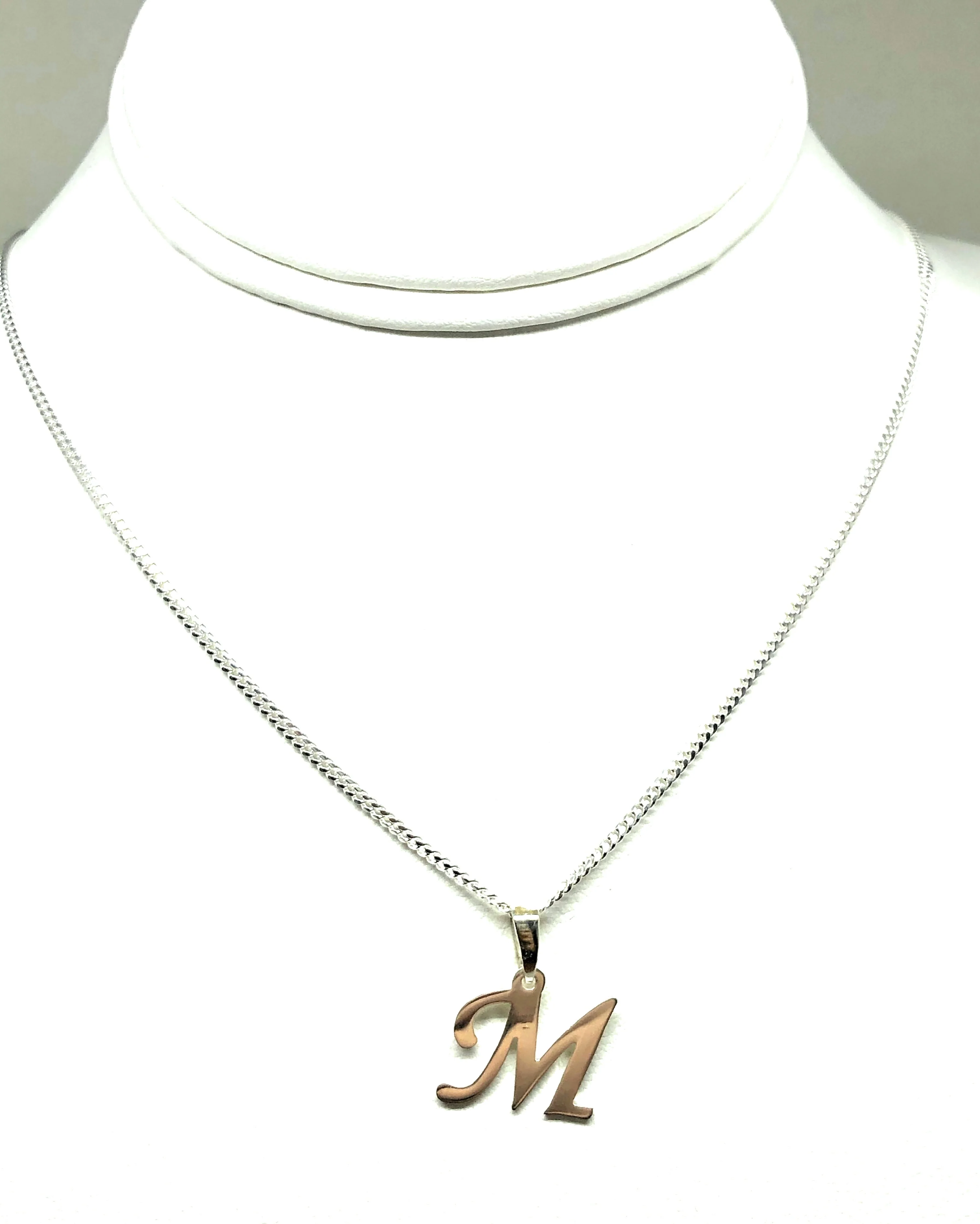 .925 Silver Custom Cursive Initial Pendant Necklace with Chain Options - Image 5