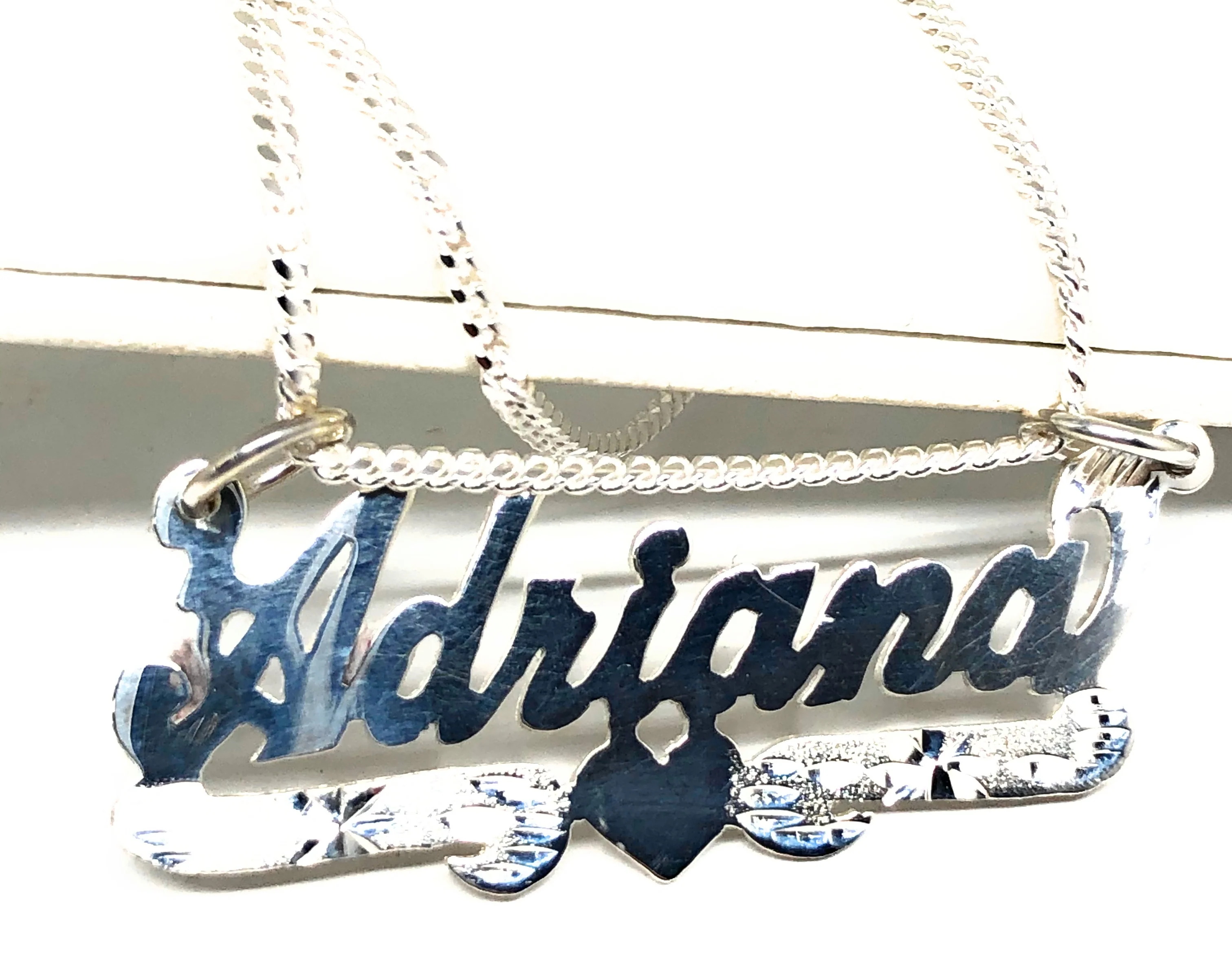 .925 Silver Custom Nameplate Pendant Necklace with Chain Options - Image 10