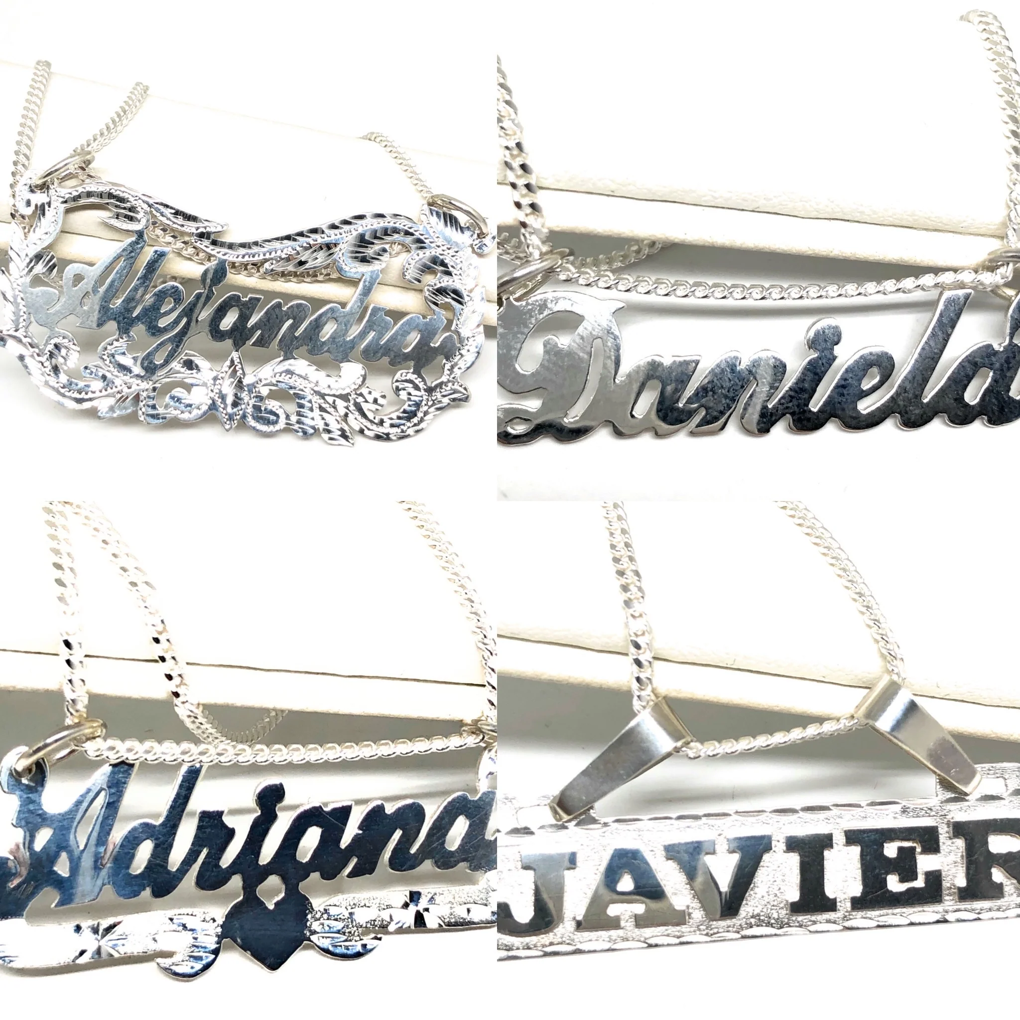 .925 Silver Custom Nameplate Pendant Necklace with Chain Options - Image 4