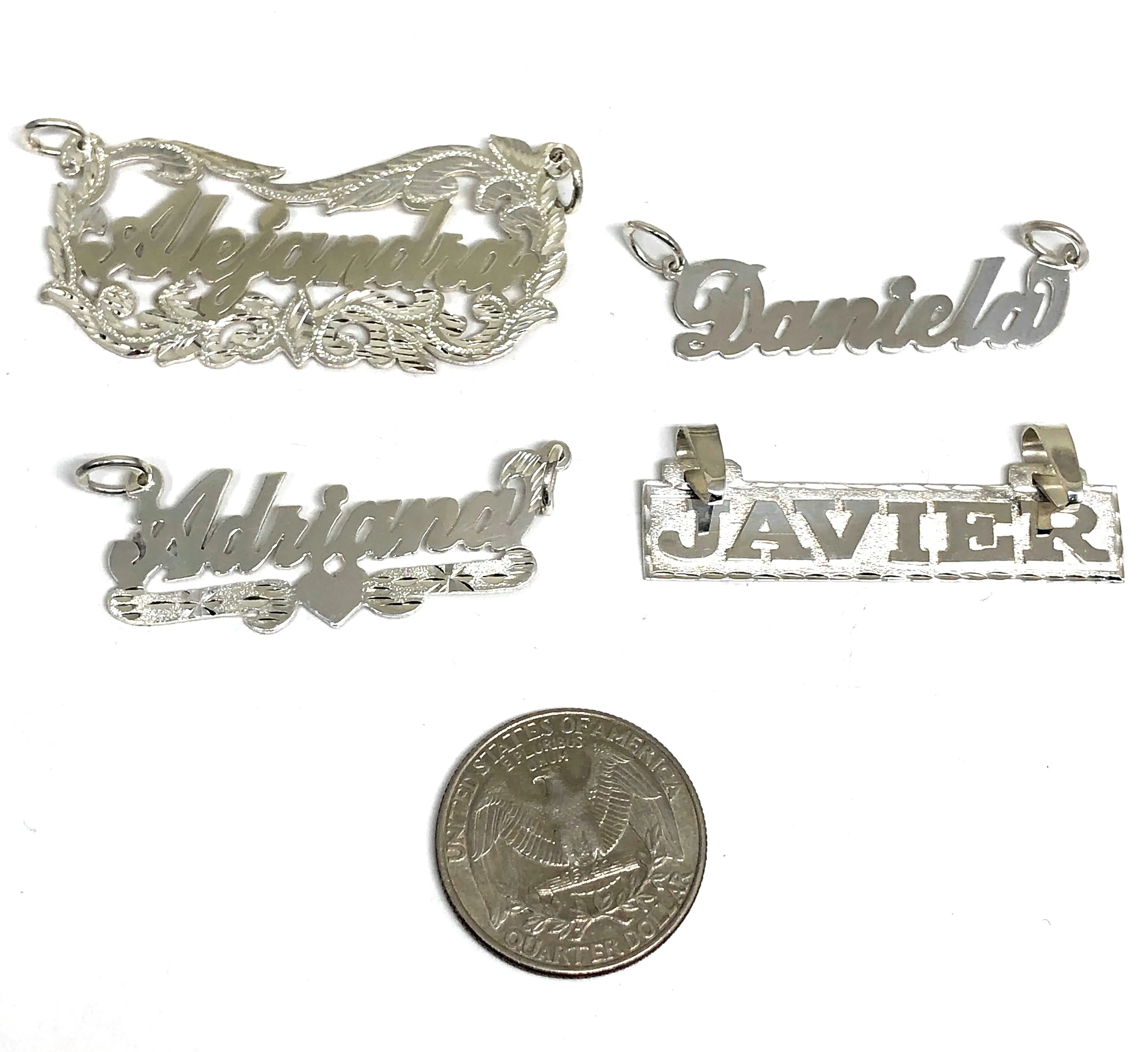 .925 Silver Custom Nameplate Pendant Necklace with Chain Options - Image 6