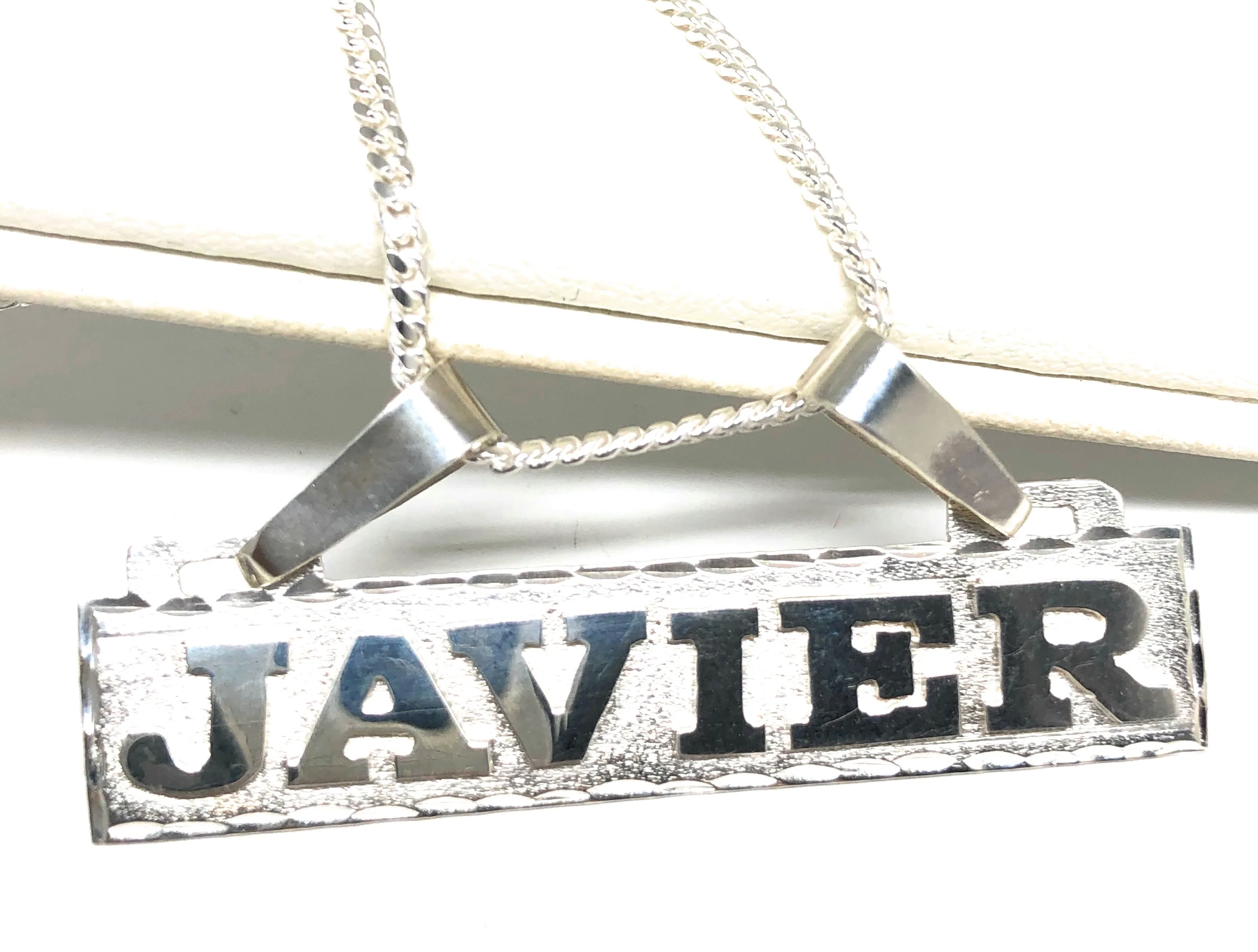 .925 Silver Custom Nameplate Pendant Necklace with Chain Options - Image 8