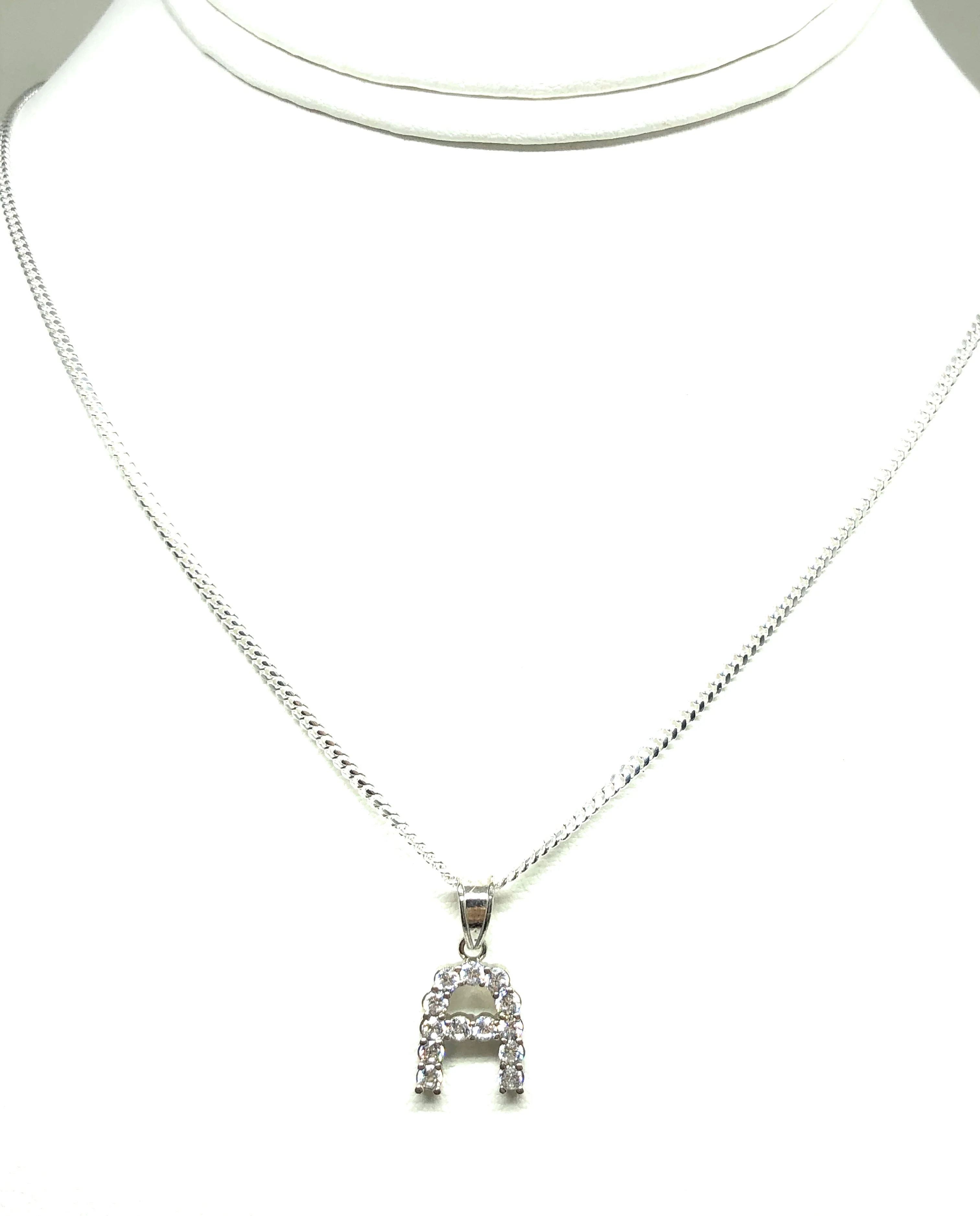 .925 Silver CUSTOMIZED Rhodium Block Initial Letter Cubic Zirconia Pendant - Image 5