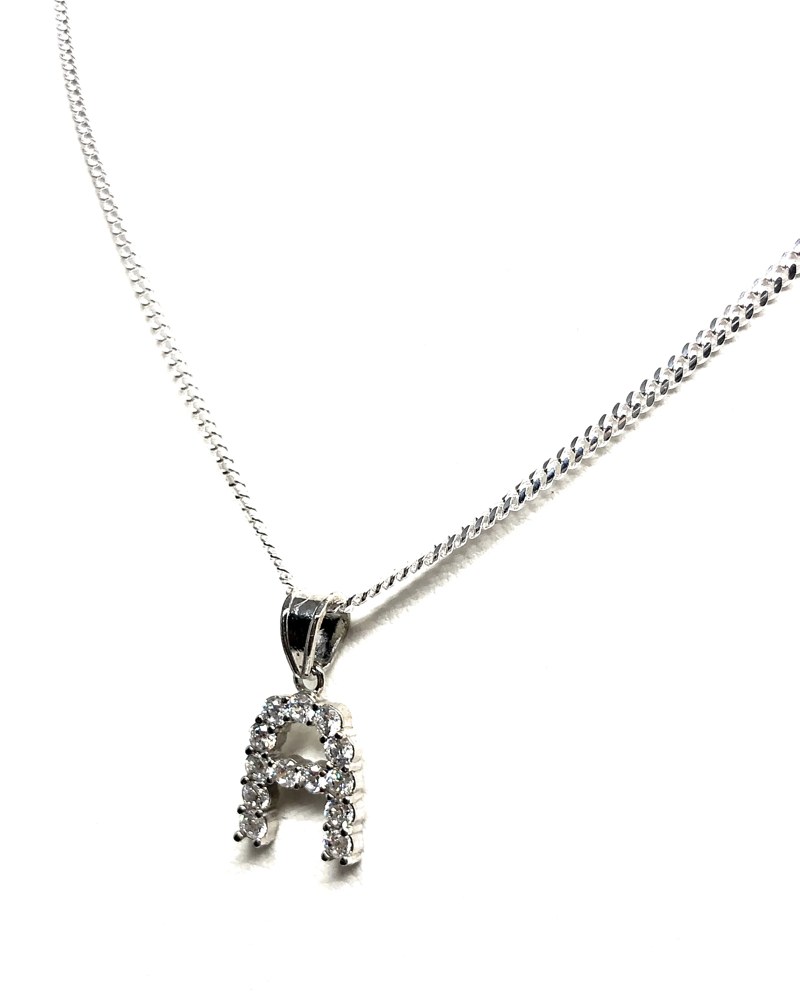 .925 Silver CUSTOMIZED Rhodium Block Initial Letter Cubic Zirconia Pendant - Image 6