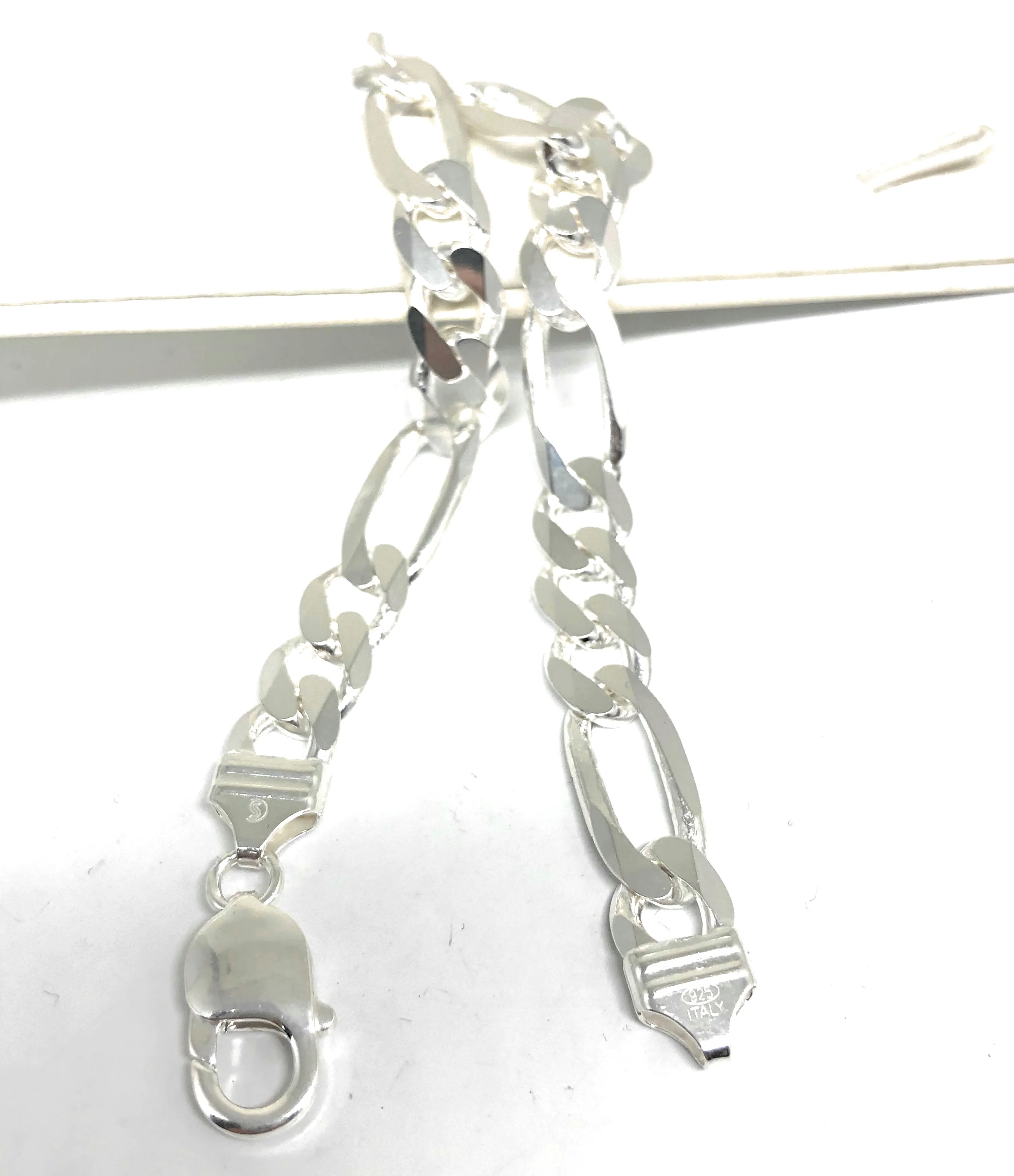 .925 Silver Figaro 8-9 inch 9mm width Braccelet - Image 3