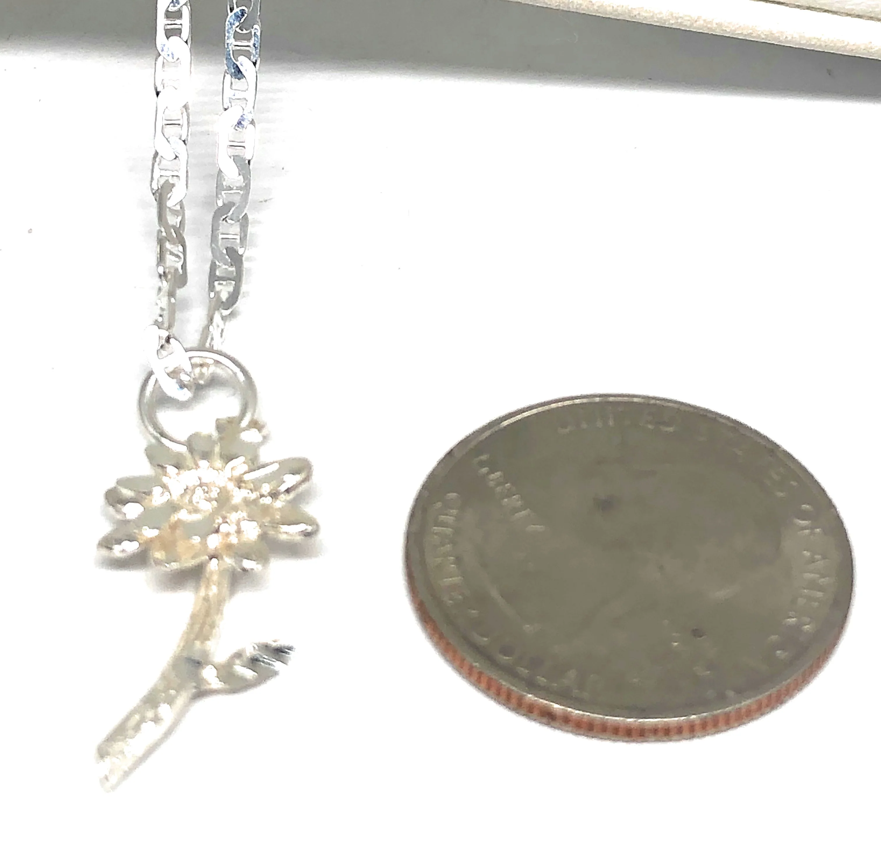 .925 Silver Flower Pendant Necklace with Chain Options - Image 2