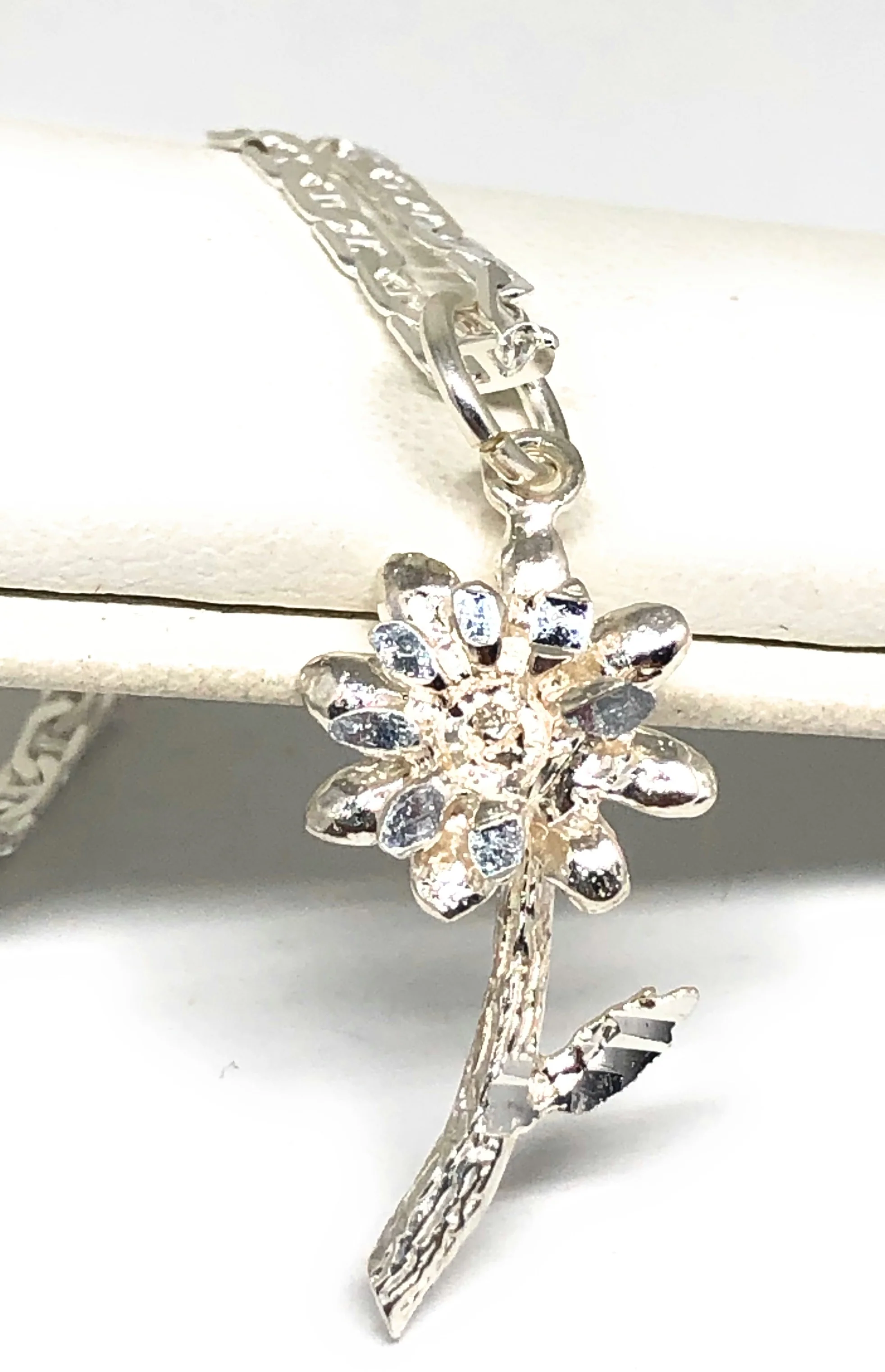 .925 Silver Flower Pendant Necklace with Chain Options - Image 4