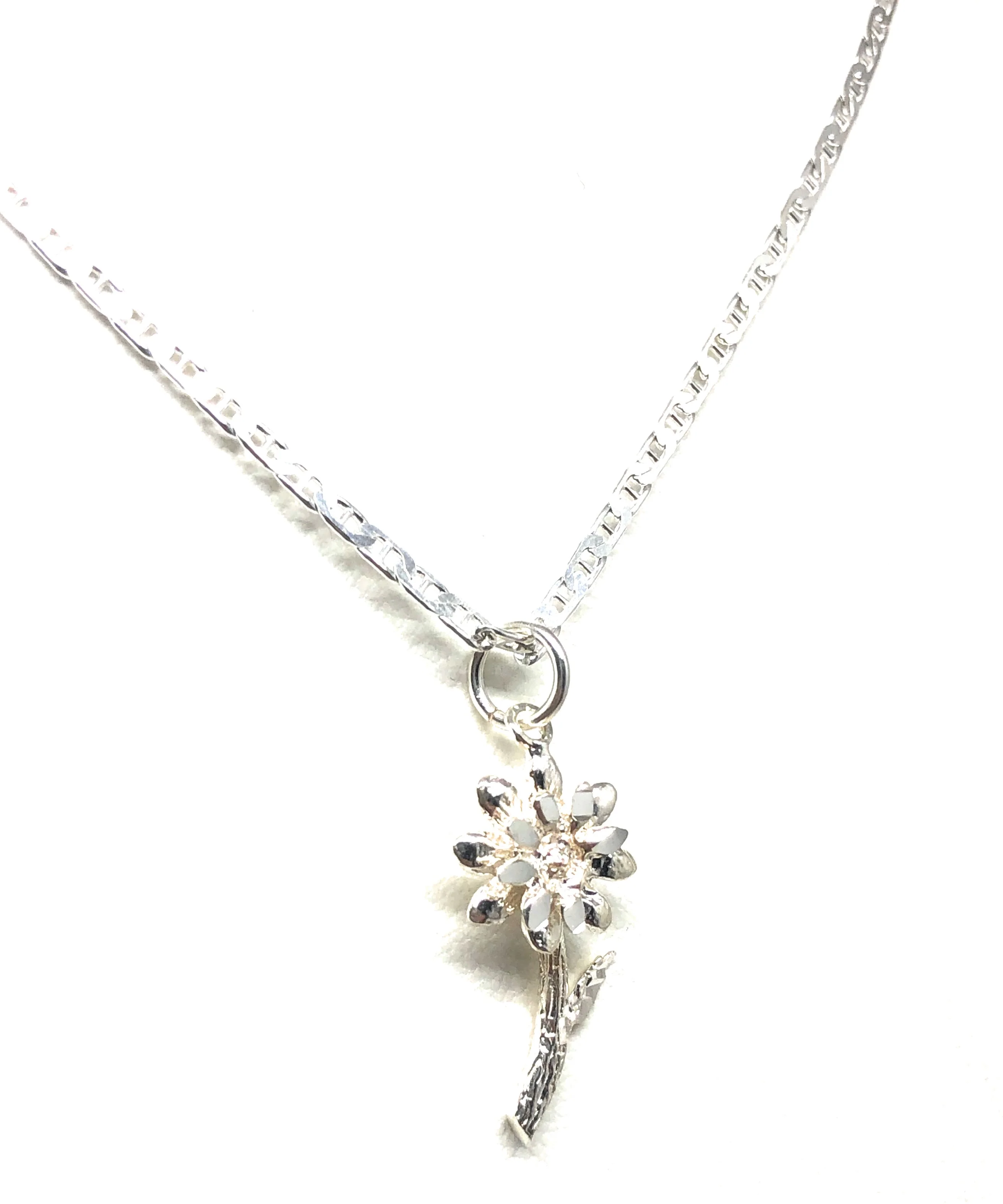 .925 Silver Flower Pendant Necklace with Chain Options - Image 6