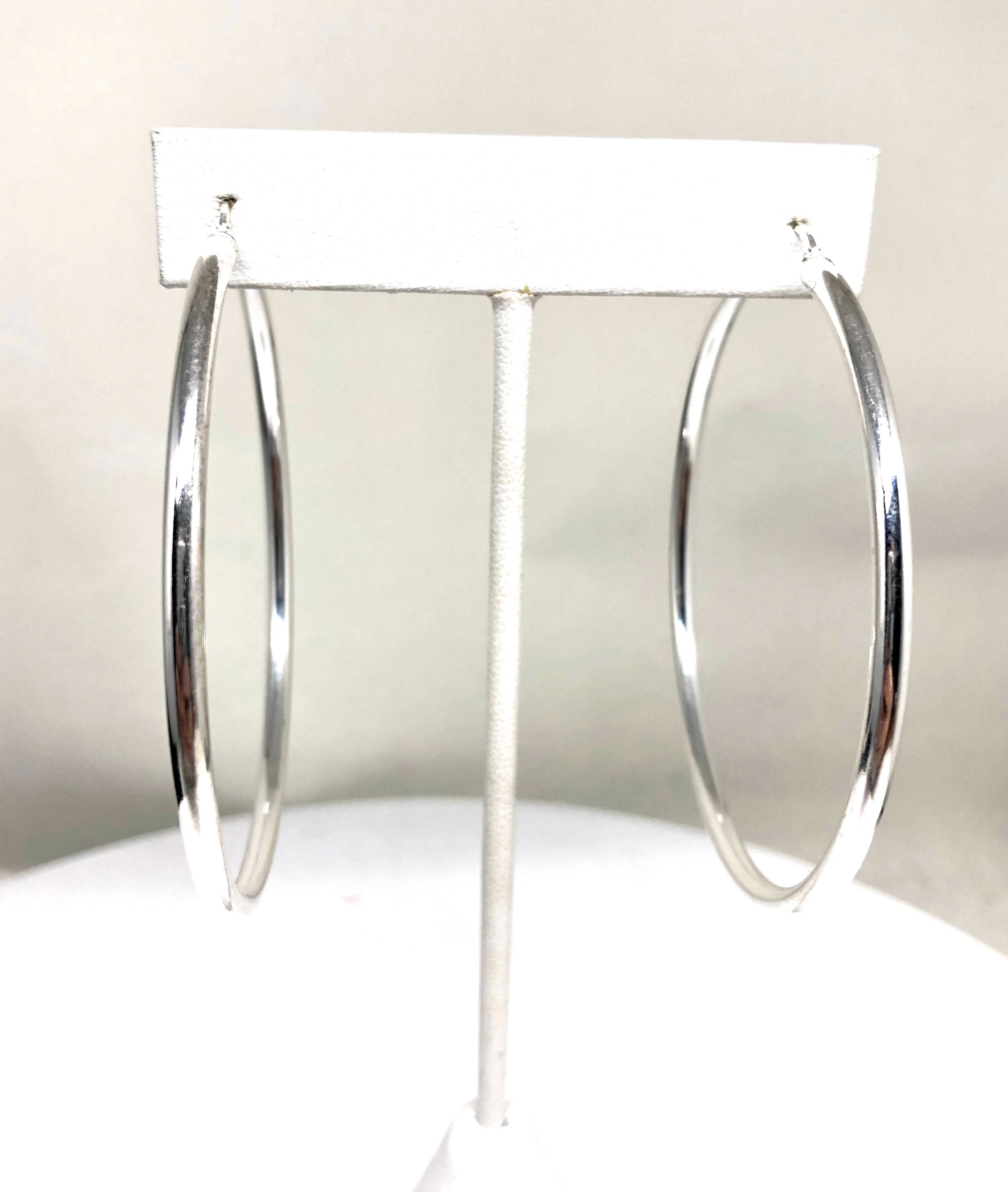 .925 Silver Hoop Earrings Arracadas 2.5-3 inch - Image 3