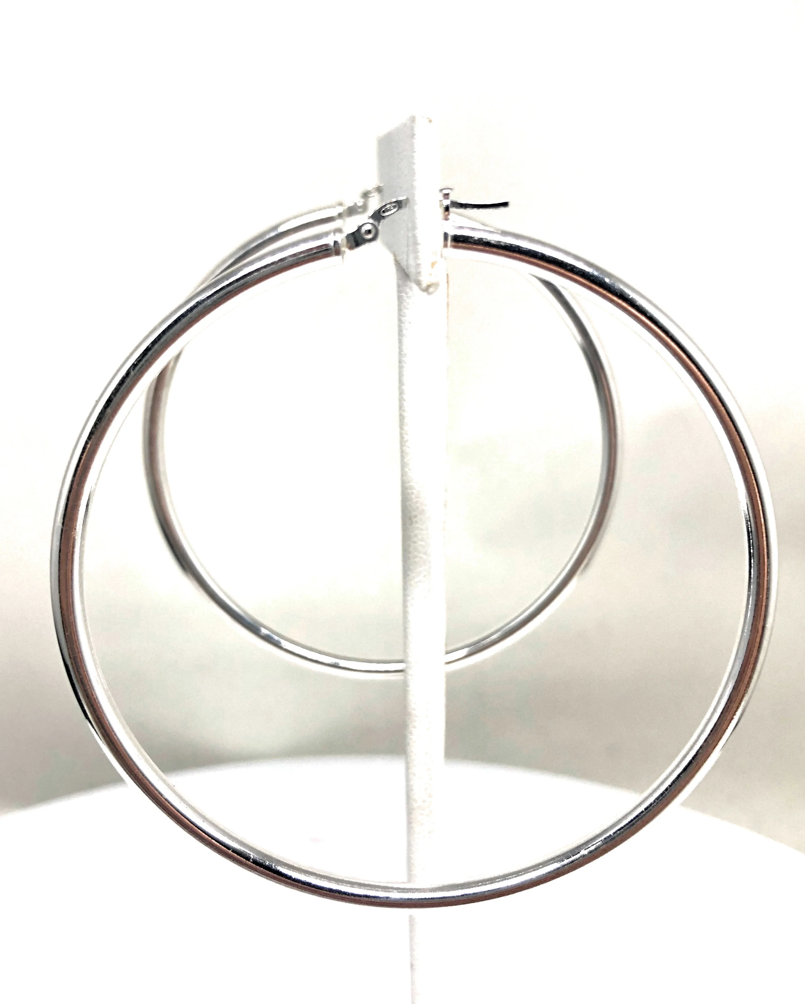 .925 Silver Hoop Earrings Arracadas 2.5-3 inch - Image 4