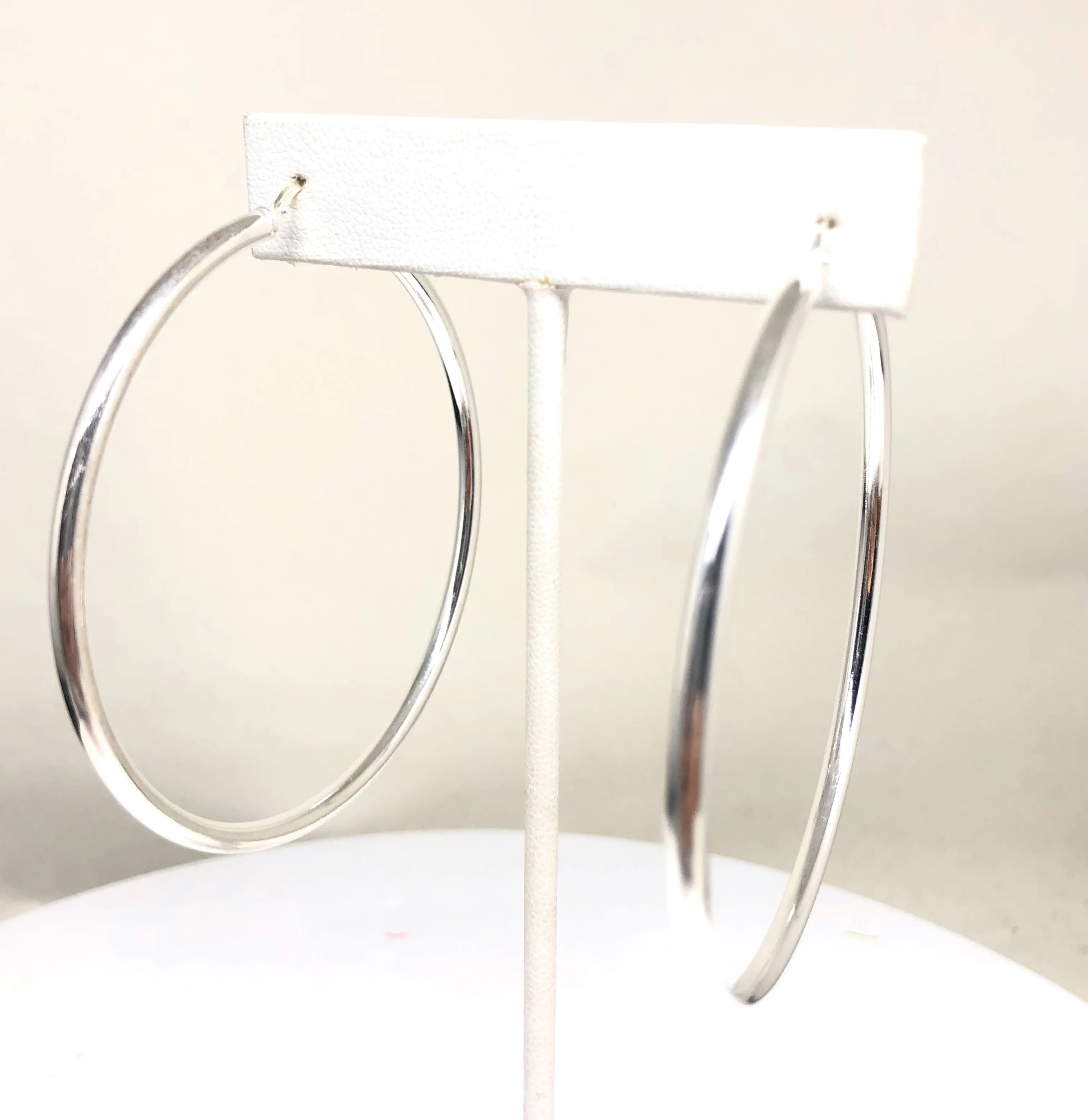 .925 Silver Hoop Earrings Arracadas 2.5-3 inch - Image 5
