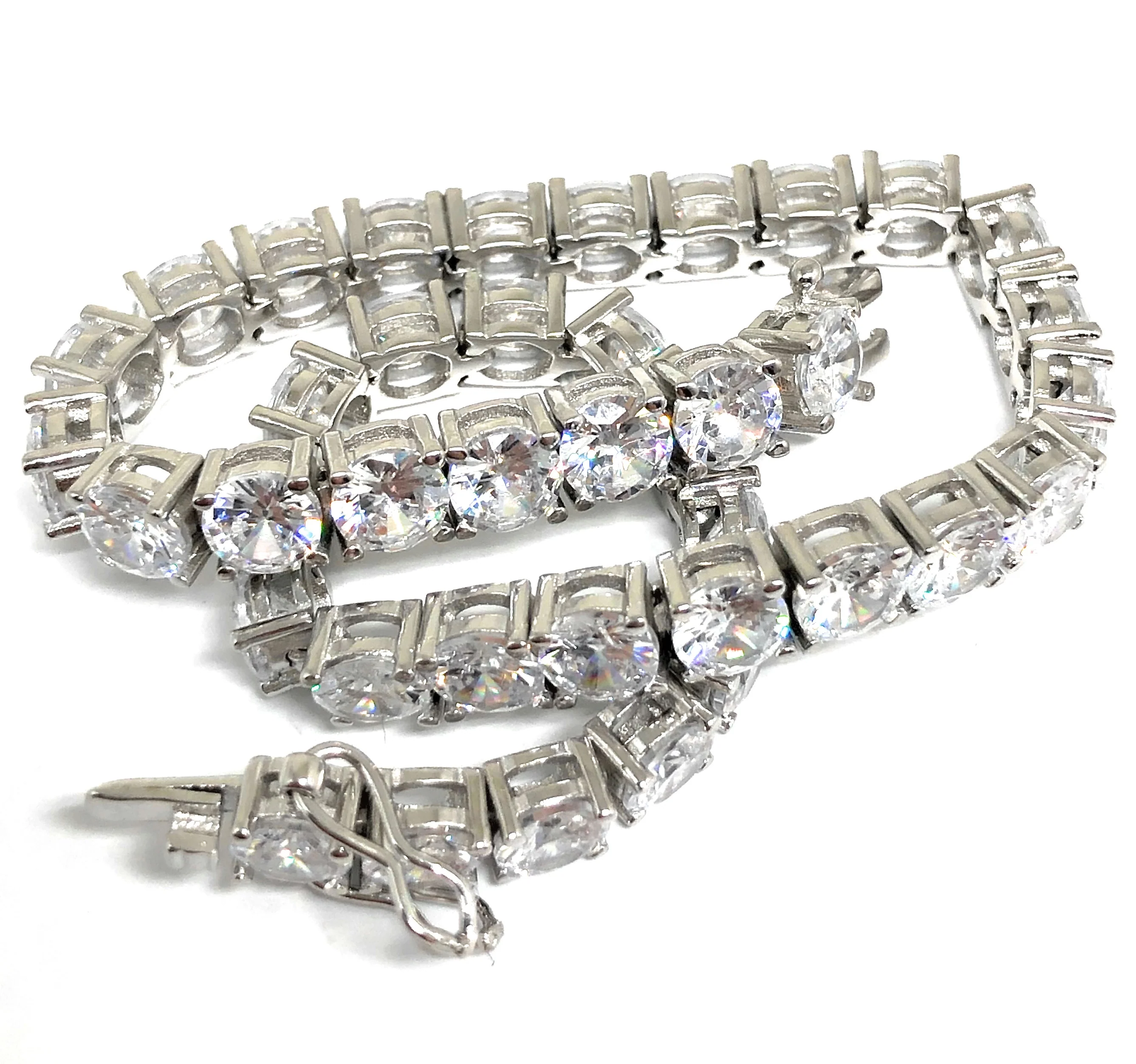 .925 Silver Icced Out CZ Tennis Braccelet 8 inch 5mm width