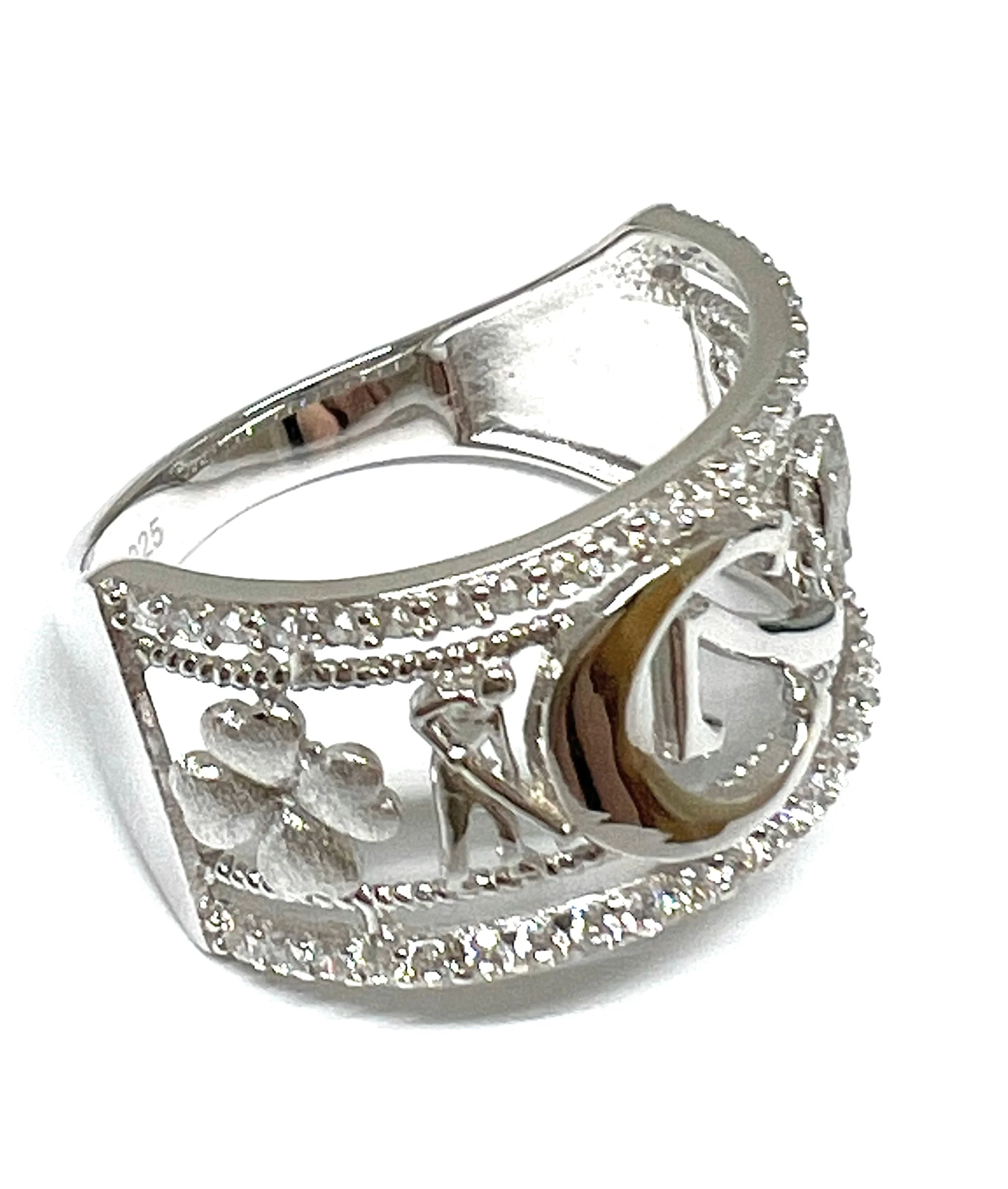 .925 Silver Lucky Symbols CZ Ring - Image 2