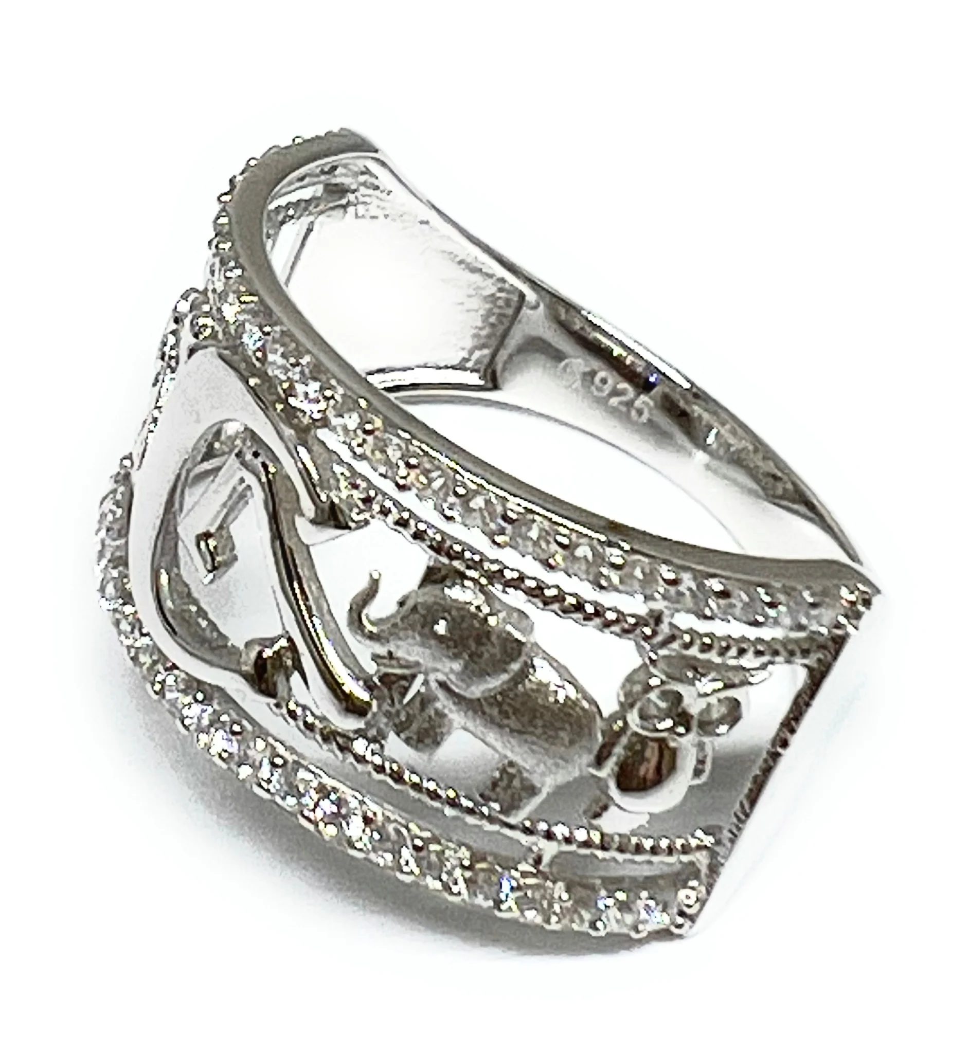 .925 Silver Lucky Symbols CZ Ring - Image 3