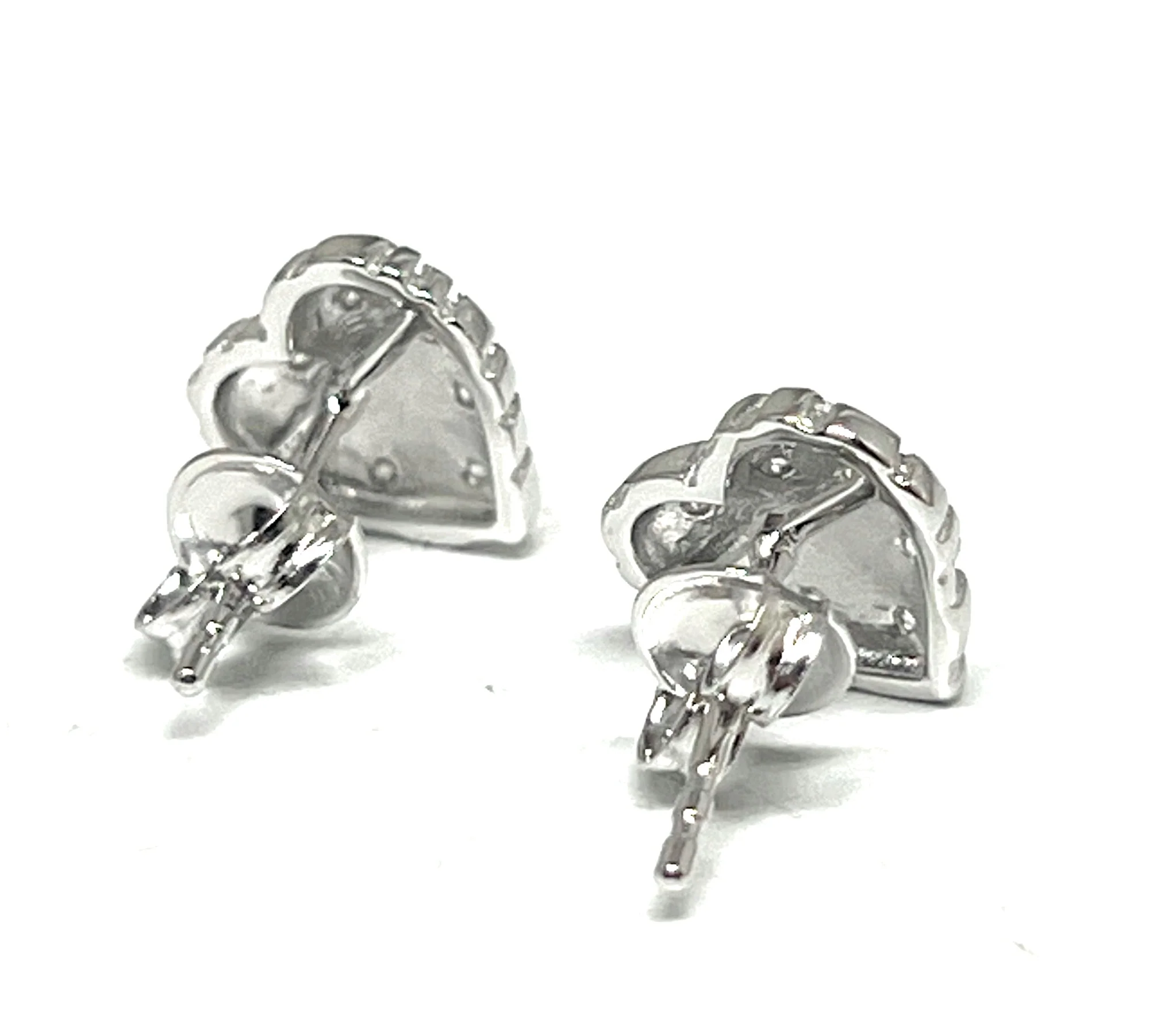 .925 Silver Nugget Heart CZ Earrings (SM) - Image 3
