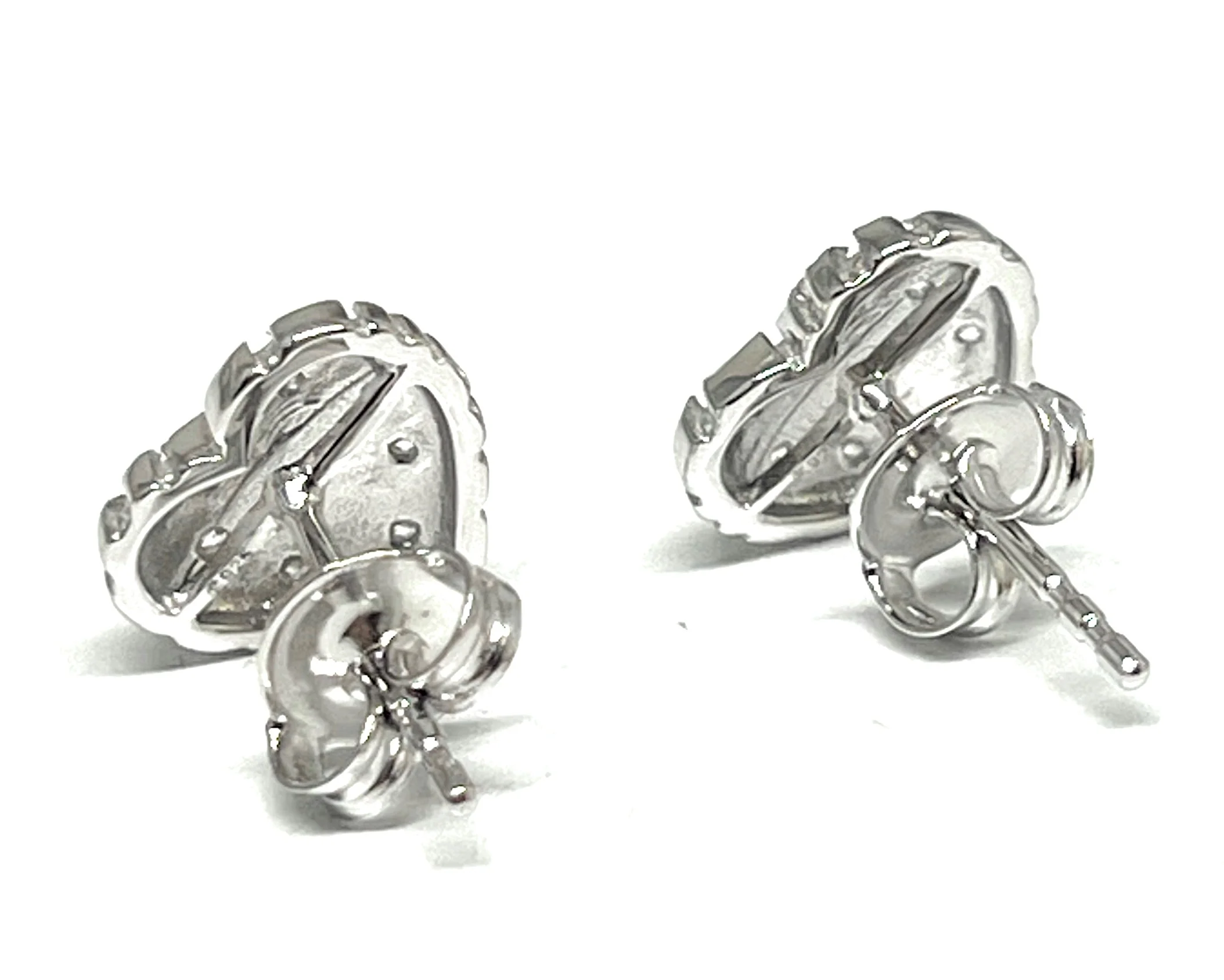 .925 Silver Nugget Heart CZ Earrings (SM) - Image 4