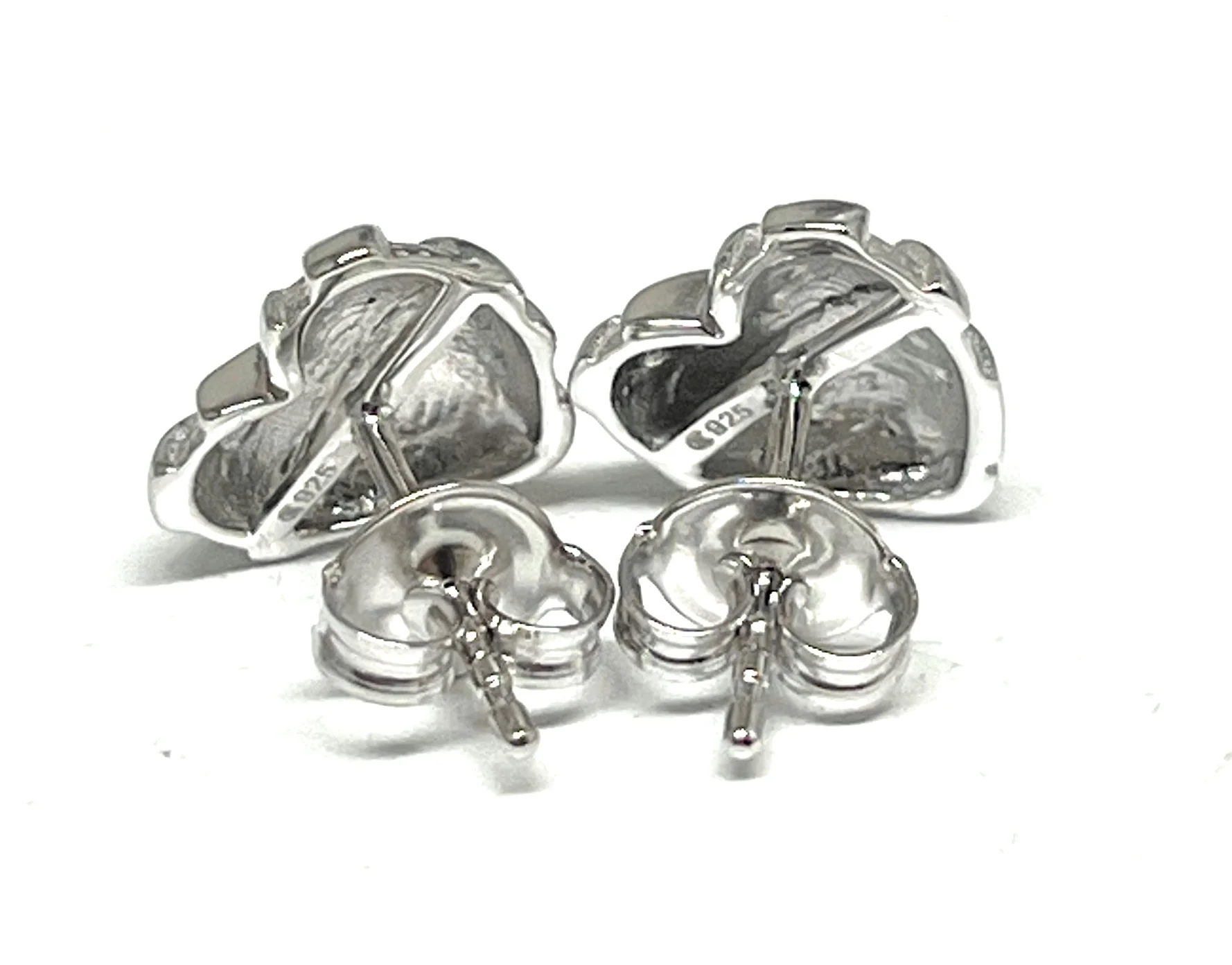 .925 Silver Nugget Heart Earrings (SM) - Image 3