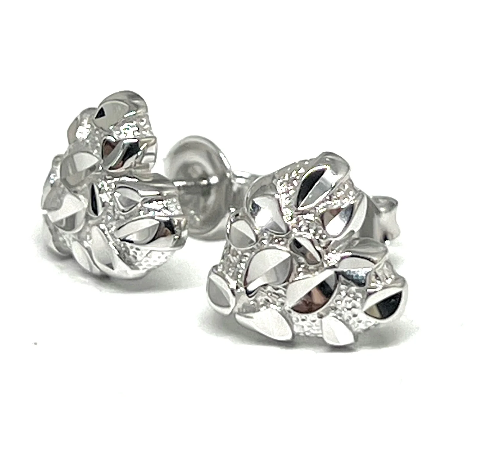 .925 Silver Nugget Heart Earrings (SM) - Image 4